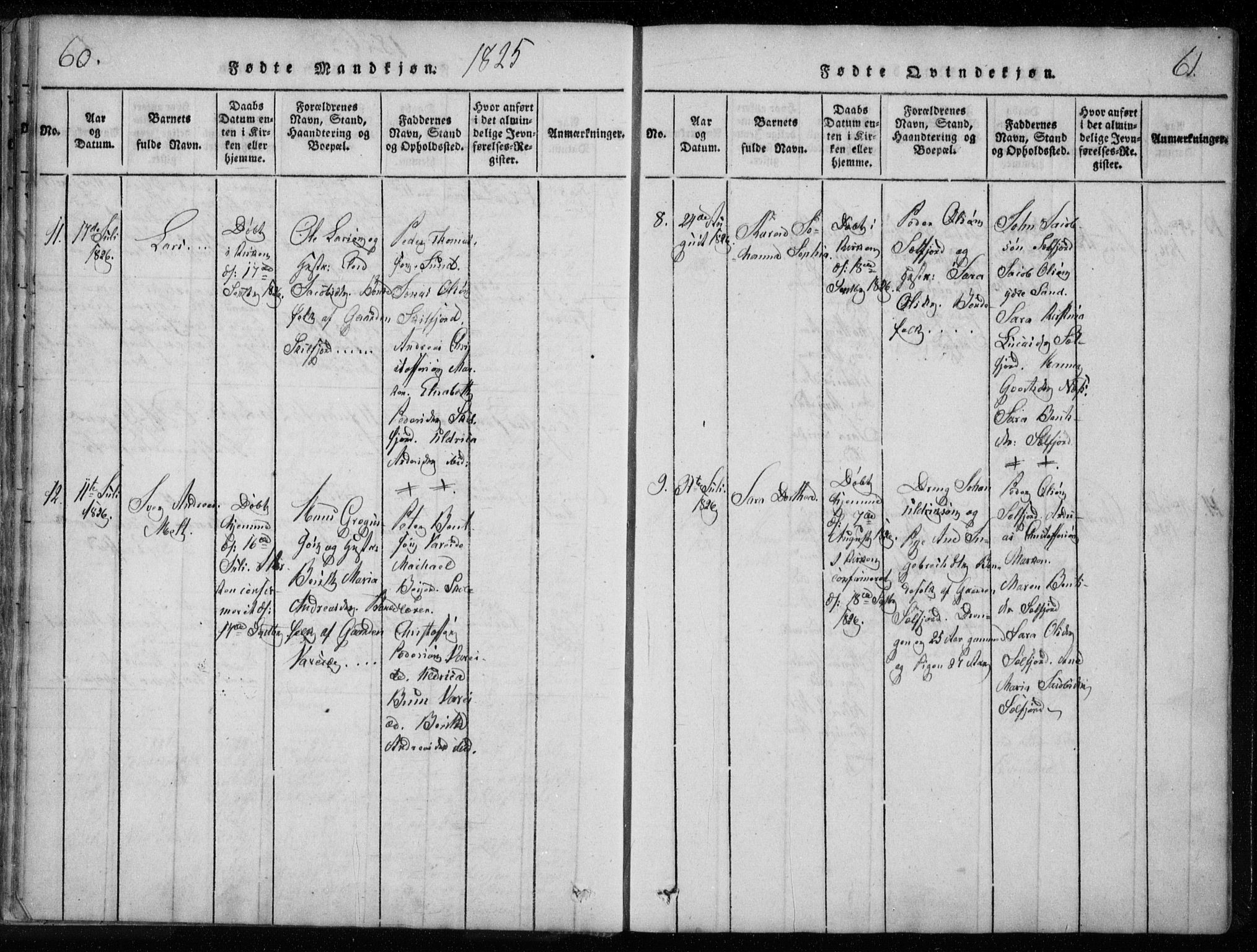 Ministerialprotokoller, klokkerbøker og fødselsregistre - Nordland, AV/SAT-A-1459/885/L1201: Parish register (official) no. 885A02, 1820-1837, p. 60-61