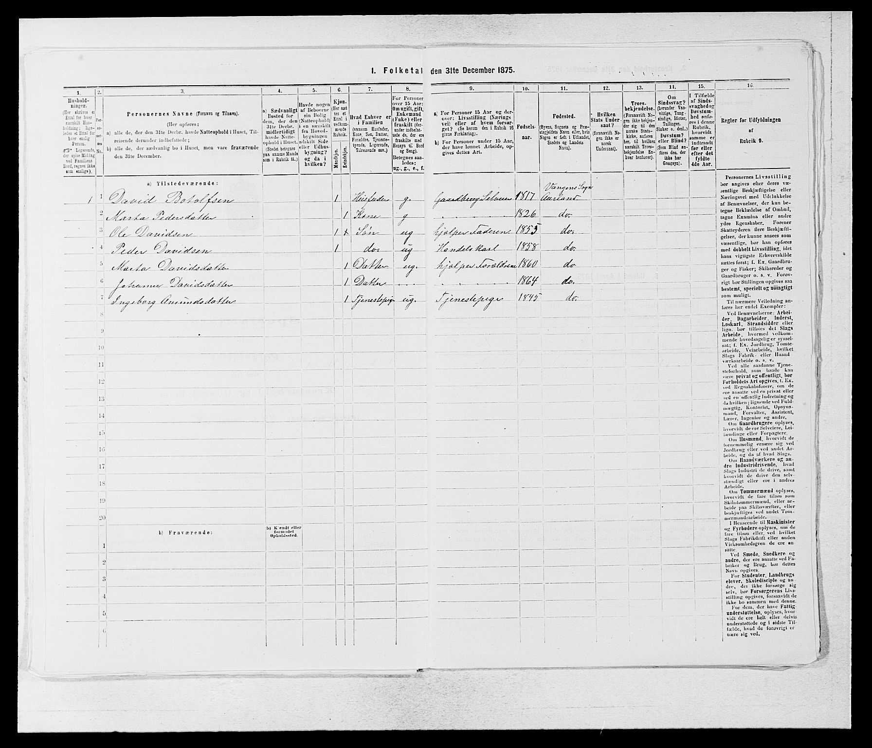 SAB, 1875 census for 1421P Aurland, 1875, p. 238