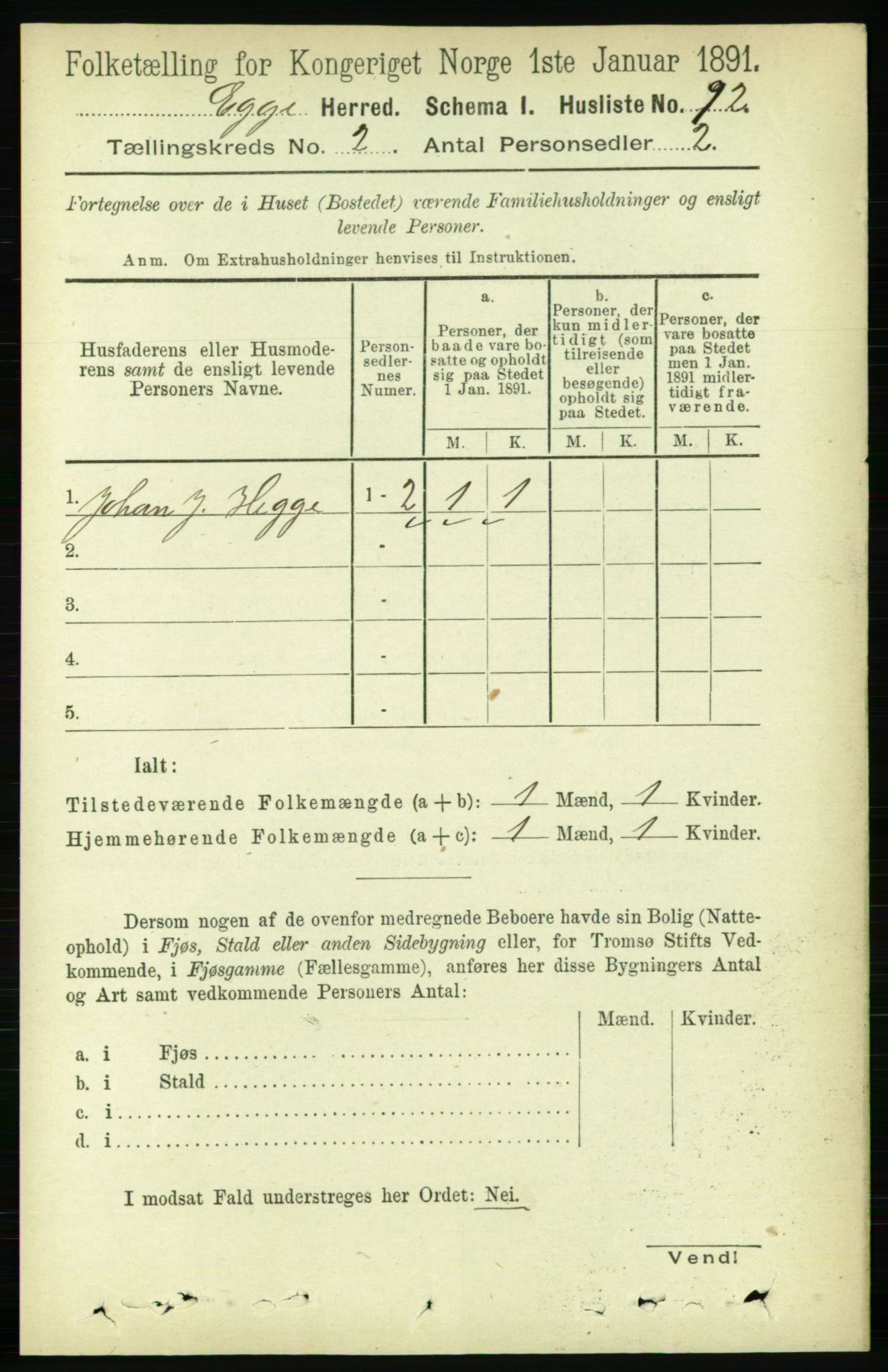 RA, 1891 census for 1733 Egge, 1891, p. 497