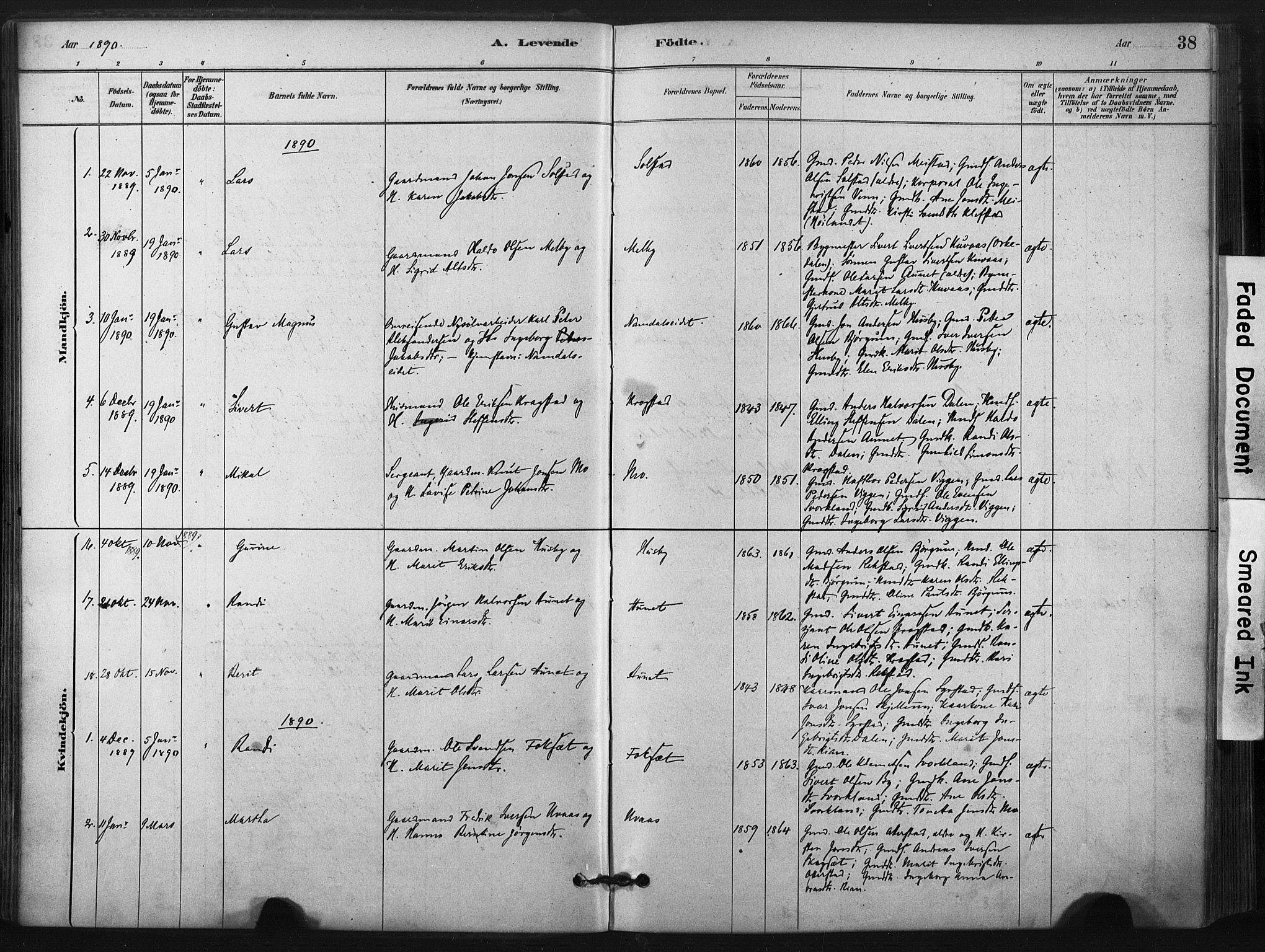 Ministerialprotokoller, klokkerbøker og fødselsregistre - Sør-Trøndelag, SAT/A-1456/667/L0795: Parish register (official) no. 667A03, 1879-1907, p. 38