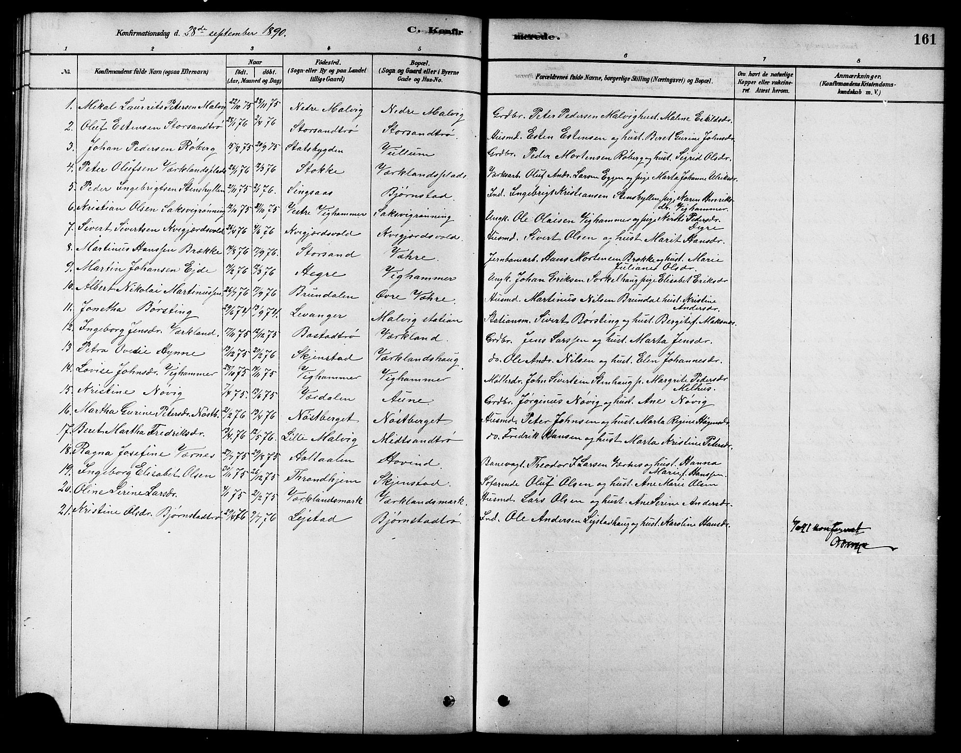 Ministerialprotokoller, klokkerbøker og fødselsregistre - Sør-Trøndelag, SAT/A-1456/616/L0423: Parish register (copy) no. 616C06, 1878-1903, p. 161