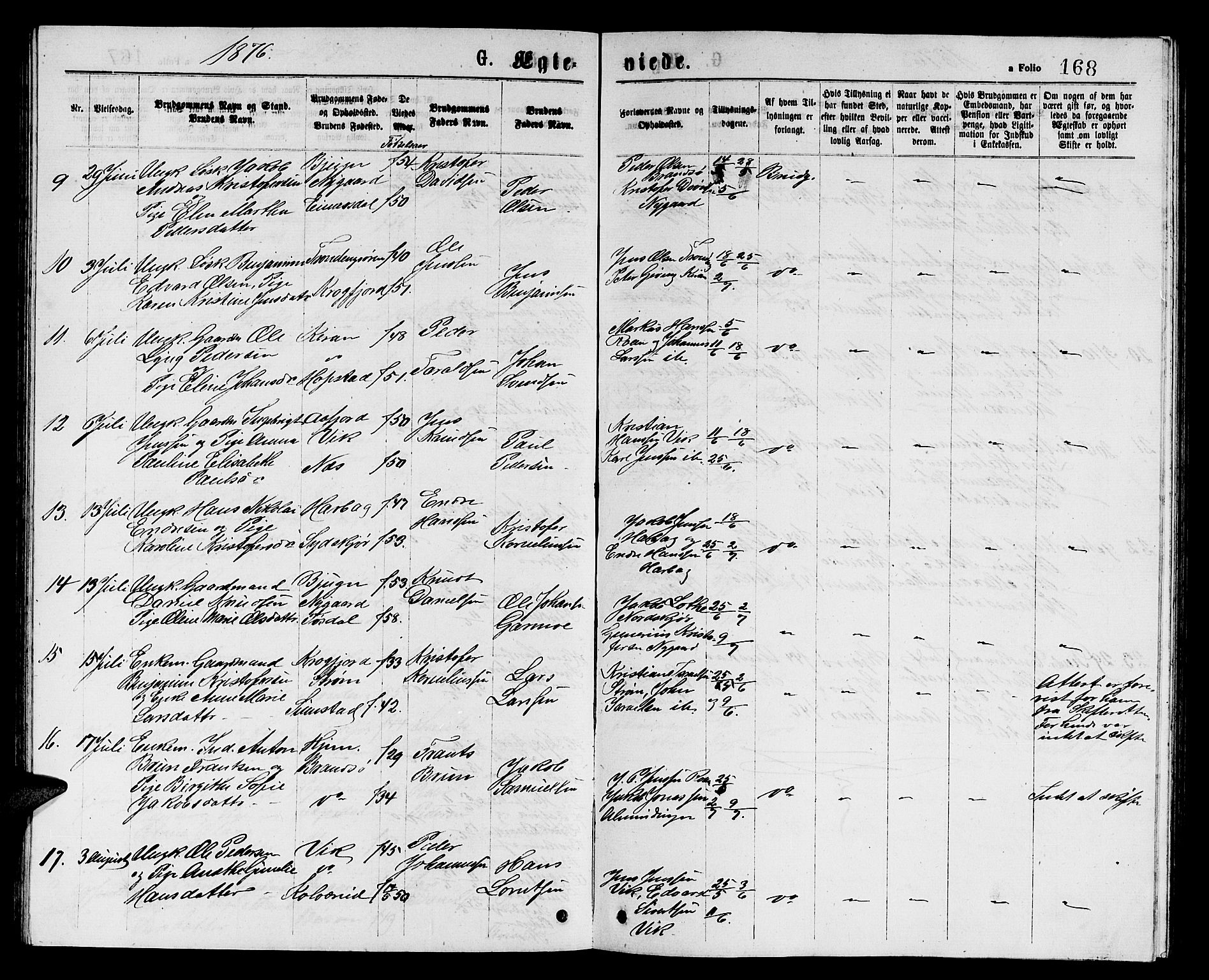 Ministerialprotokoller, klokkerbøker og fødselsregistre - Sør-Trøndelag, SAT/A-1456/657/L0715: Parish register (copy) no. 657C02, 1873-1888, p. 168