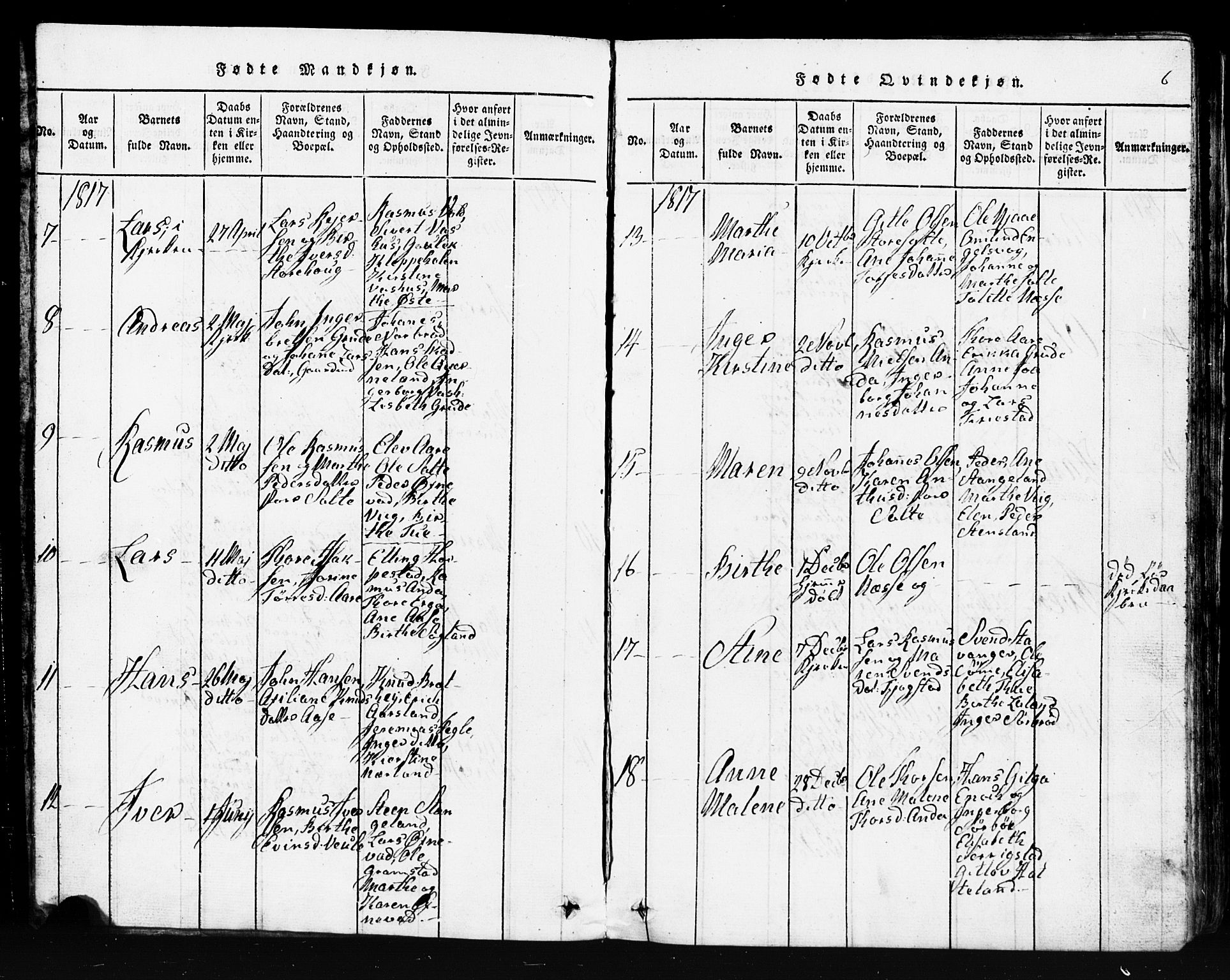 Klepp sokneprestkontor, AV/SAST-A-101803/001/30/300BB/L0001: Parish register (copy) no.  B 1, 1816-1859, p. 6