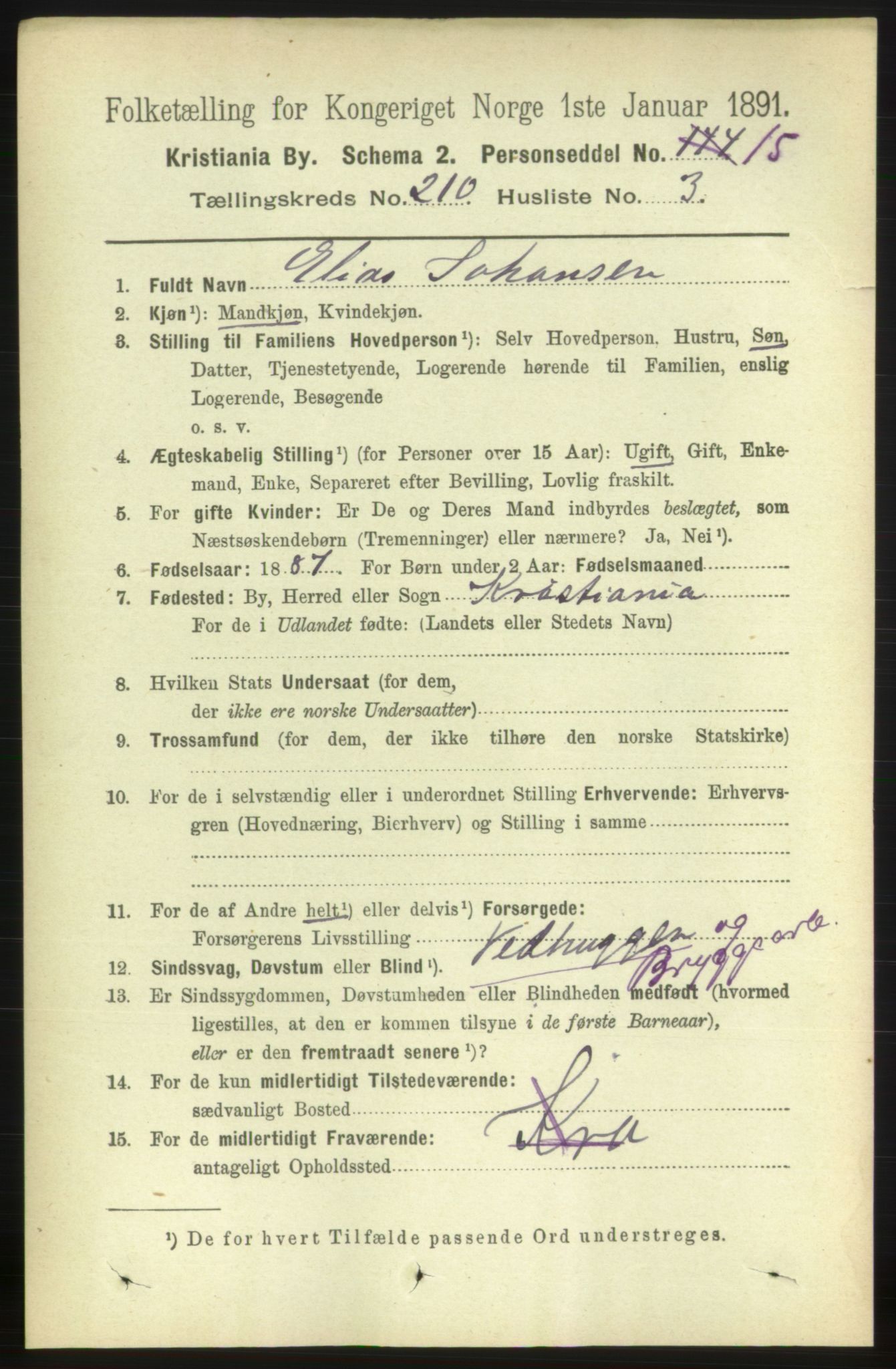 RA, 1891 census for 0301 Kristiania, 1891, p. 125446