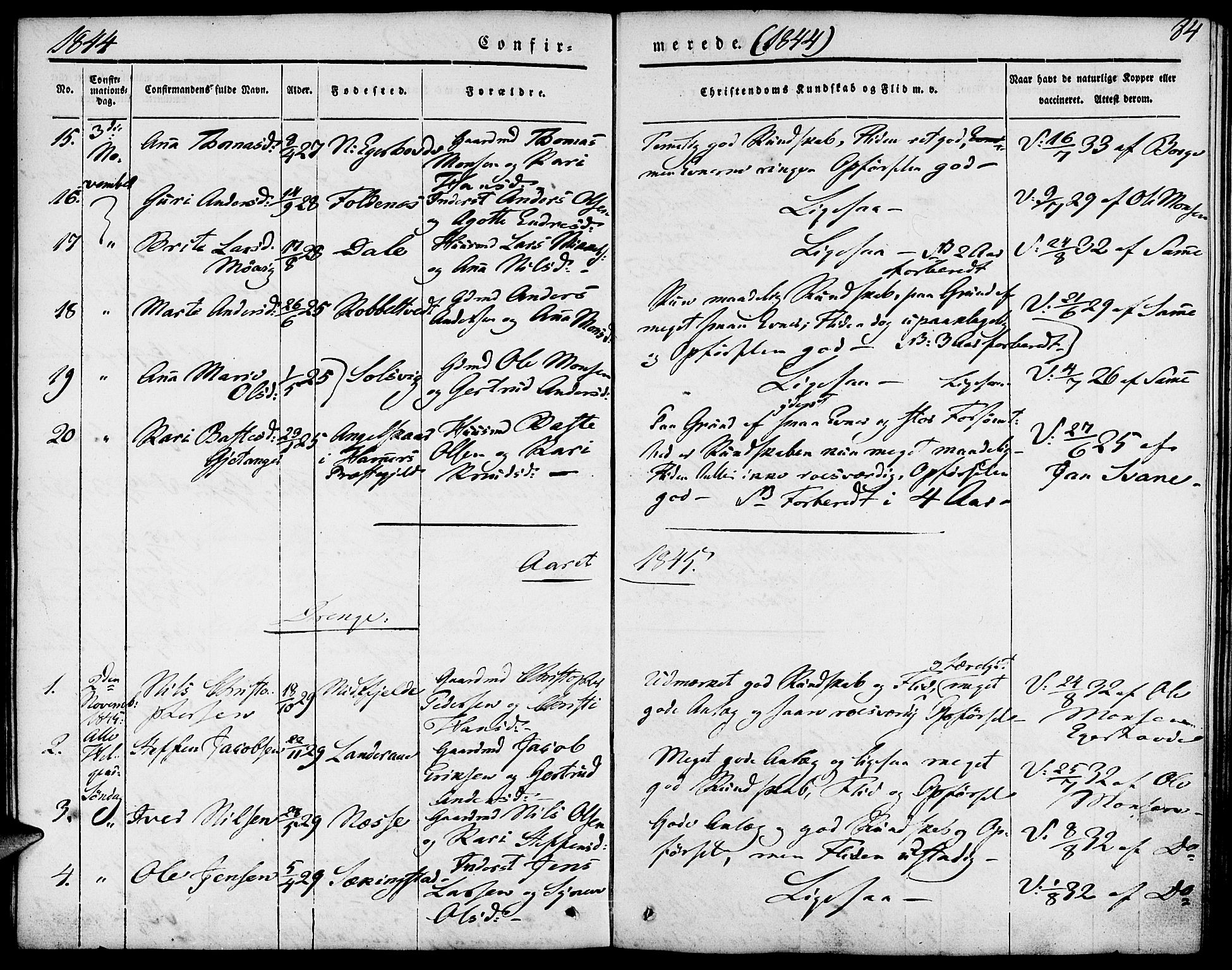 Fjell sokneprestembete, SAB/A-75301/H/Haa: Parish register (official) no. A 1, 1835-1850, p. 84