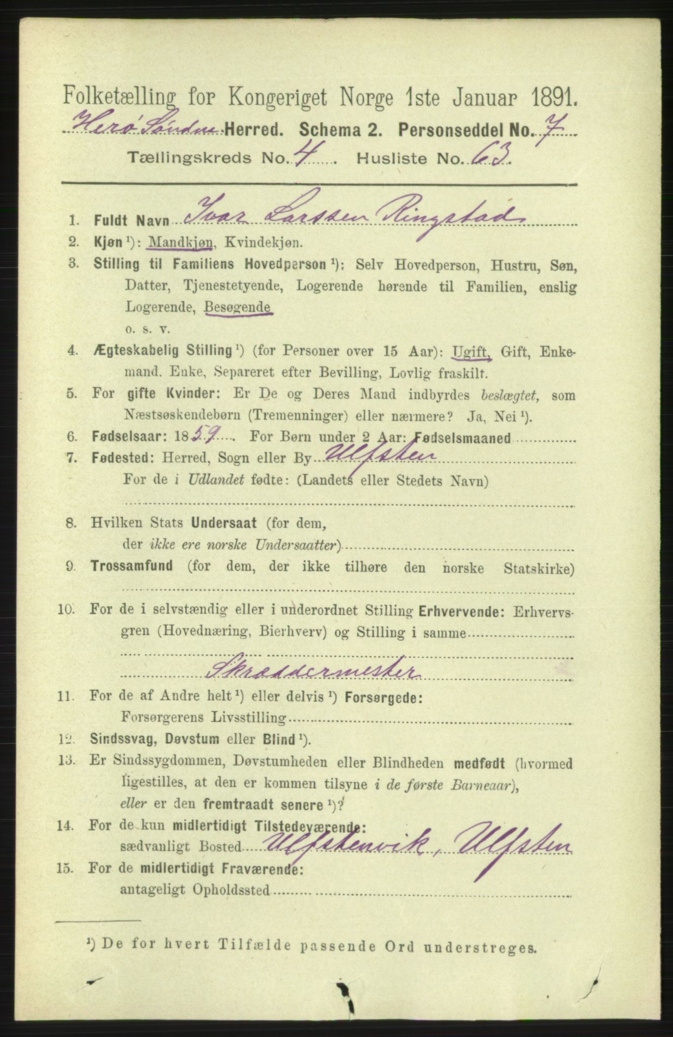 RA, 1891 census for 1515 Herøy, 1891, p. 1821