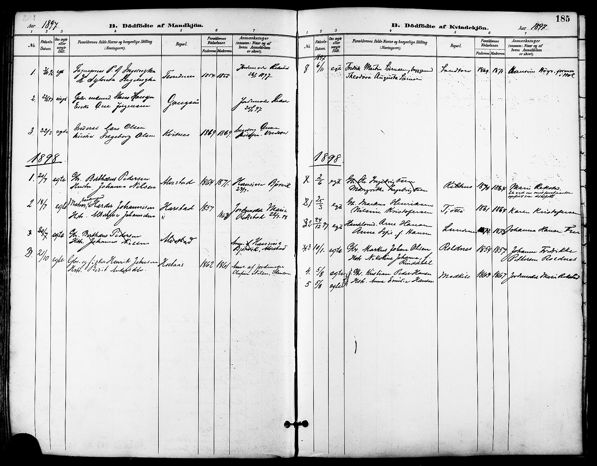 Trondenes sokneprestkontor, SATØ/S-1319/H/Ha/L0016kirke: Parish register (official) no. 16, 1890-1898, p. 185