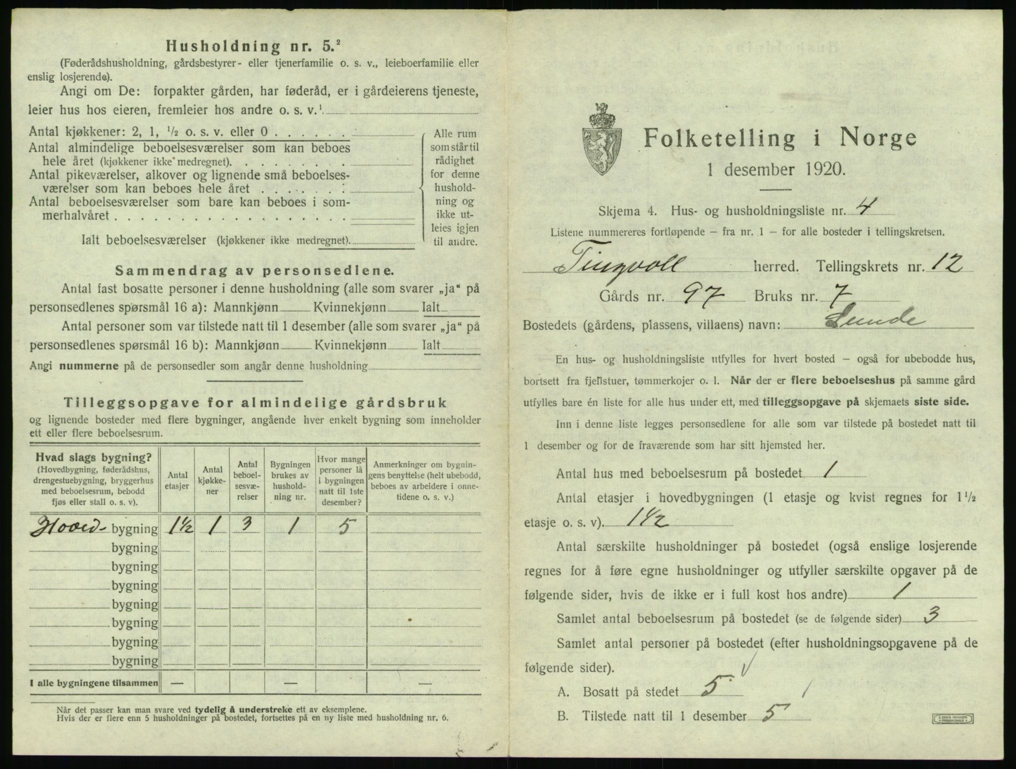 SAT, 1920 census for Tingvoll, 1920, p. 860