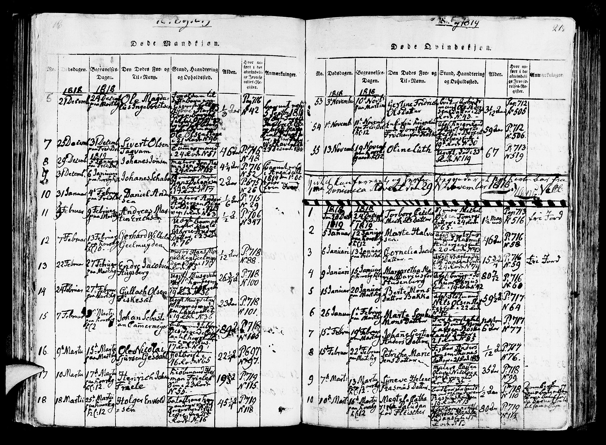 Korskirken sokneprestembete, AV/SAB-A-76101/H/Hab: Parish register (copy) no. A 1b, 1815-1821, p. 216-217