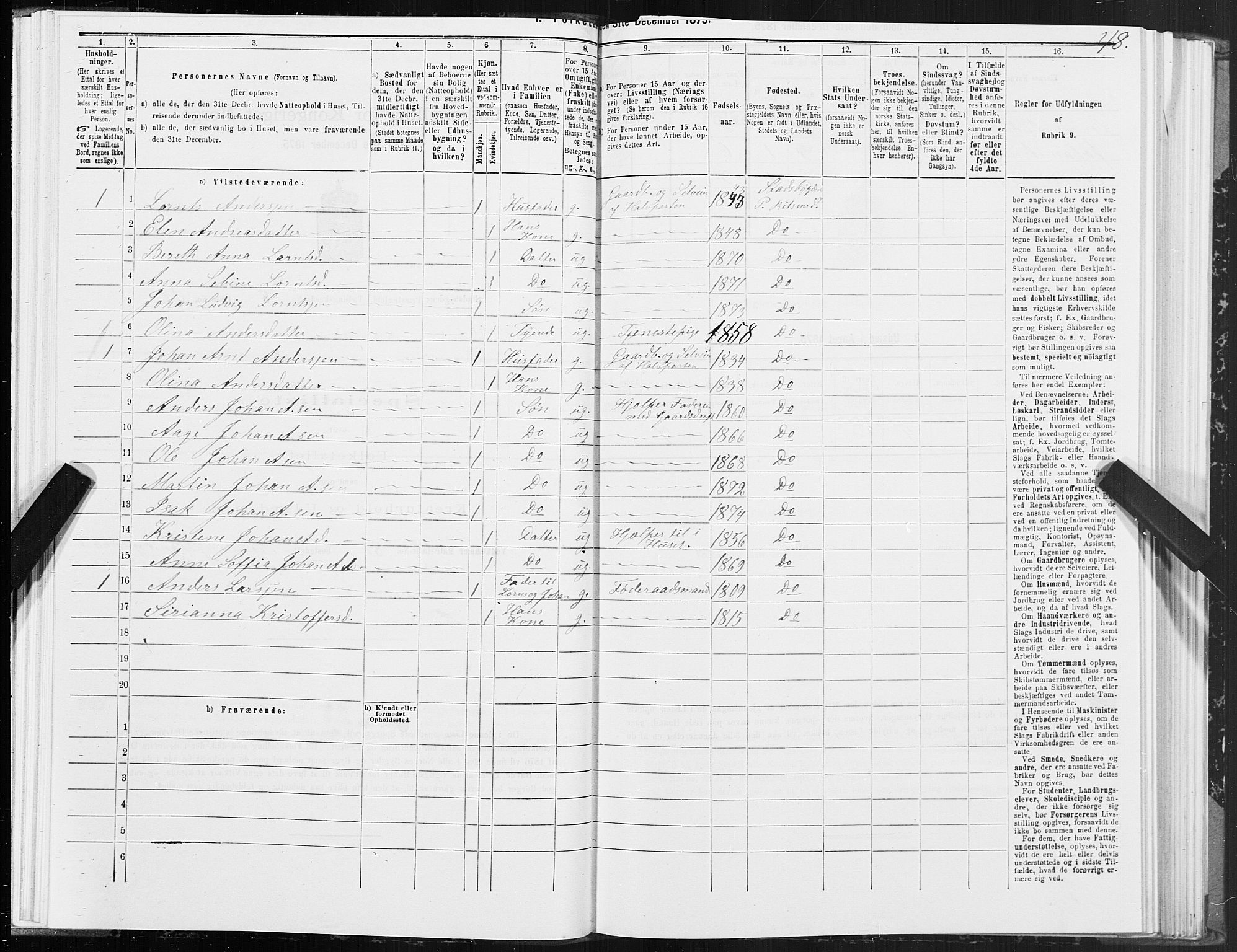 SAT, 1875 census for 1625P Stadsbygd, 1875, p. 5048