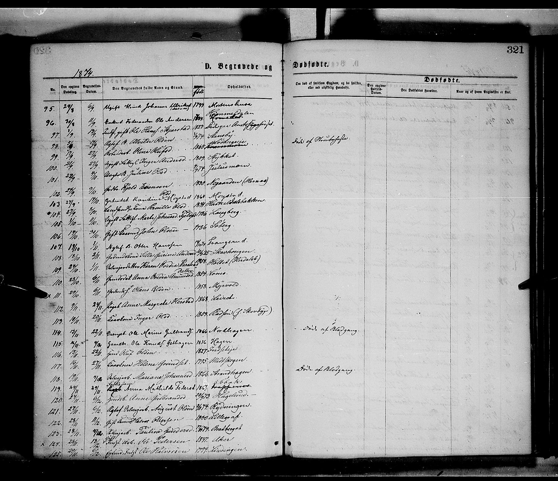 Elverum prestekontor, AV/SAH-PREST-044/H/Ha/Haa/L0011: Parish register (official) no. 11, 1869-1879, p. 321