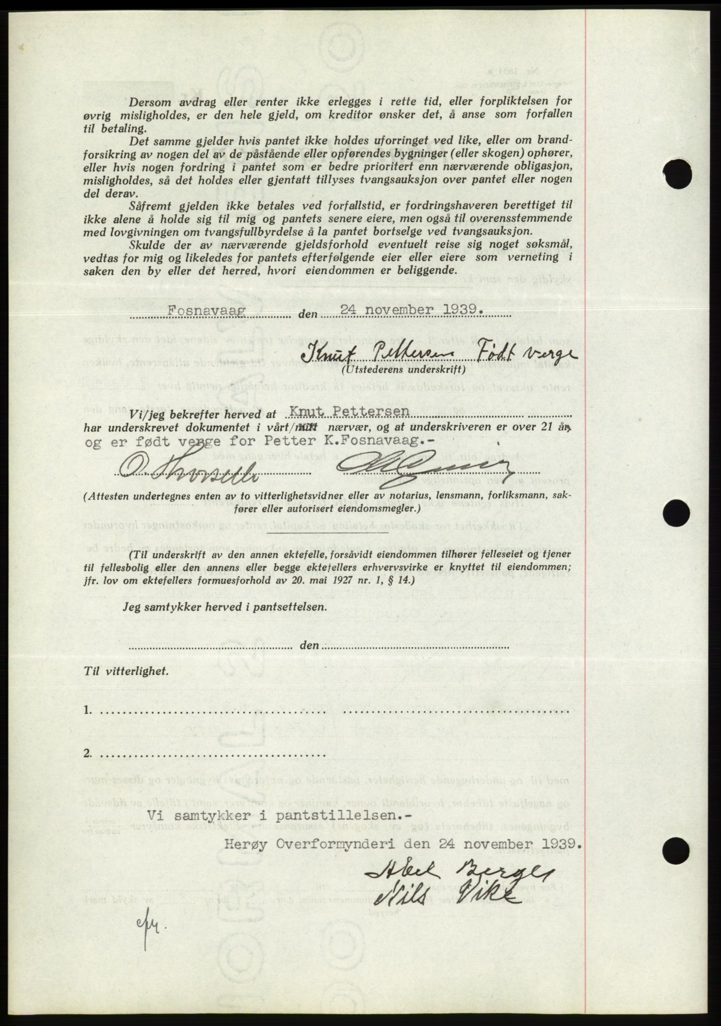 Søre Sunnmøre sorenskriveri, AV/SAT-A-4122/1/2/2C/L0069: Mortgage book no. 63, 1939-1940, Diary no: : 1816/1939