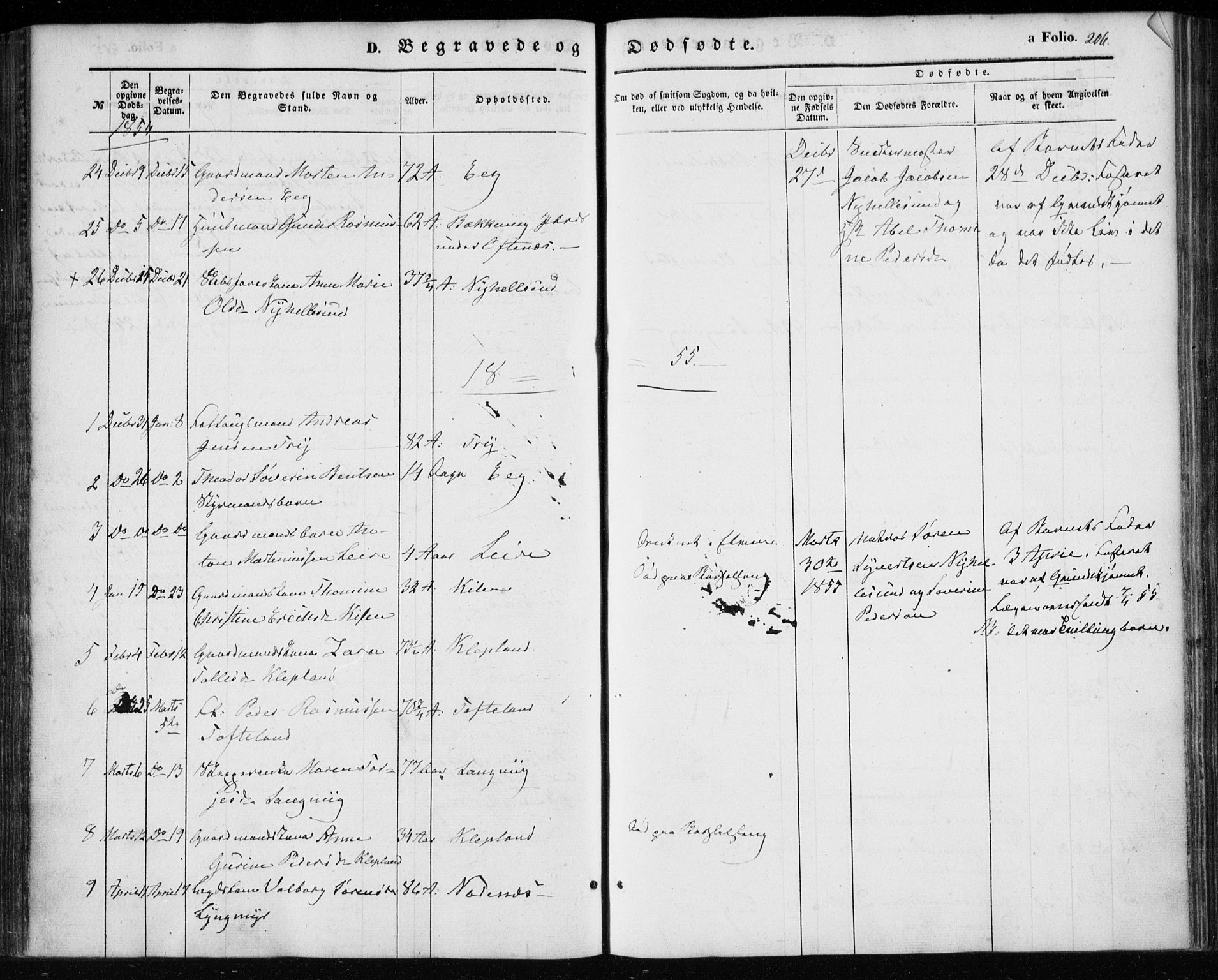 Søgne sokneprestkontor, AV/SAK-1111-0037/F/Fa/Fab/L0010: Parish register (official) no. A 10, 1853-1869, p. 206