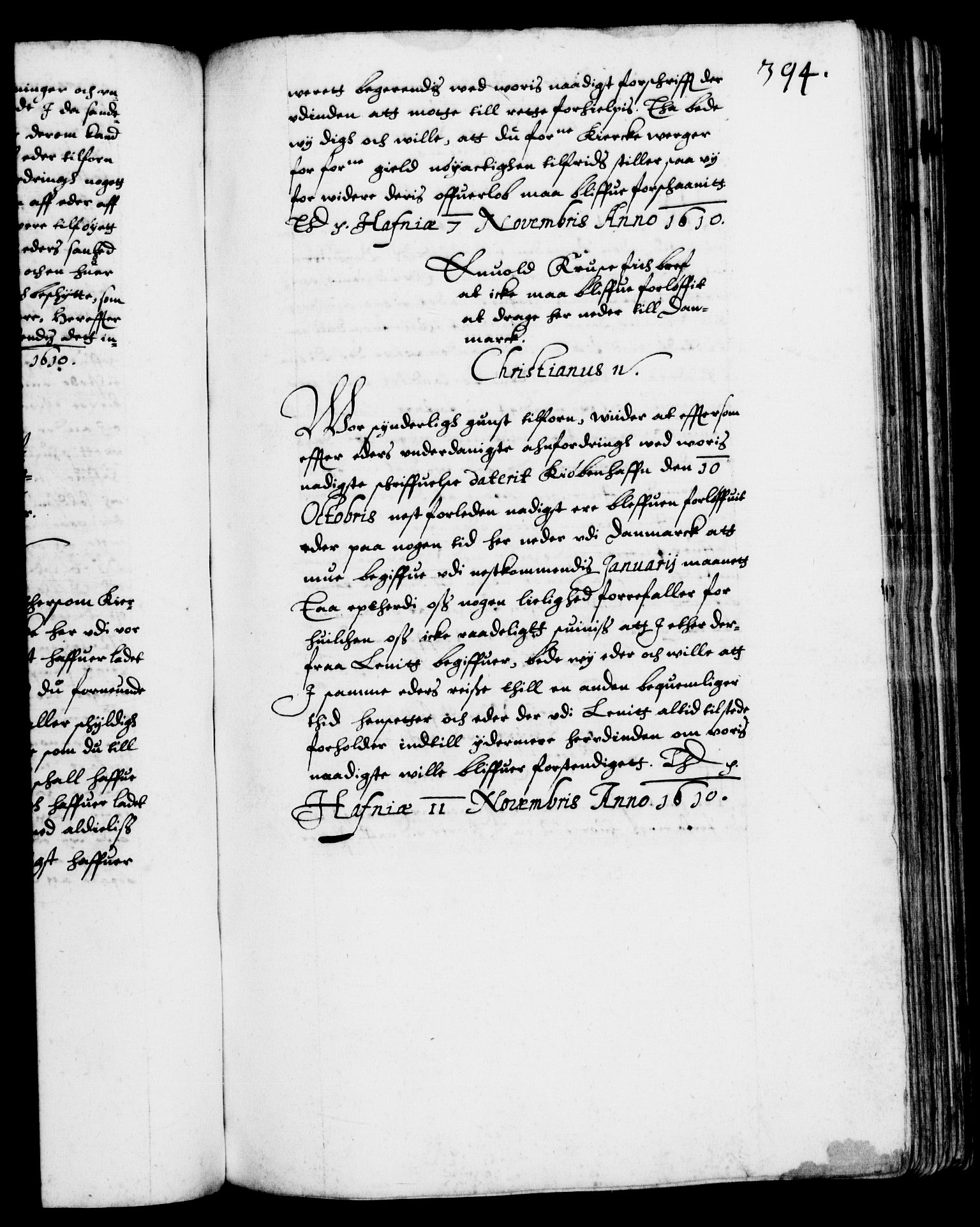 Danske Kanselli 1572-1799, RA/EA-3023/F/Fc/Fca/Fcab/L0003: Norske tegnelser (mikrofilm), 1596-1616, p. 394a