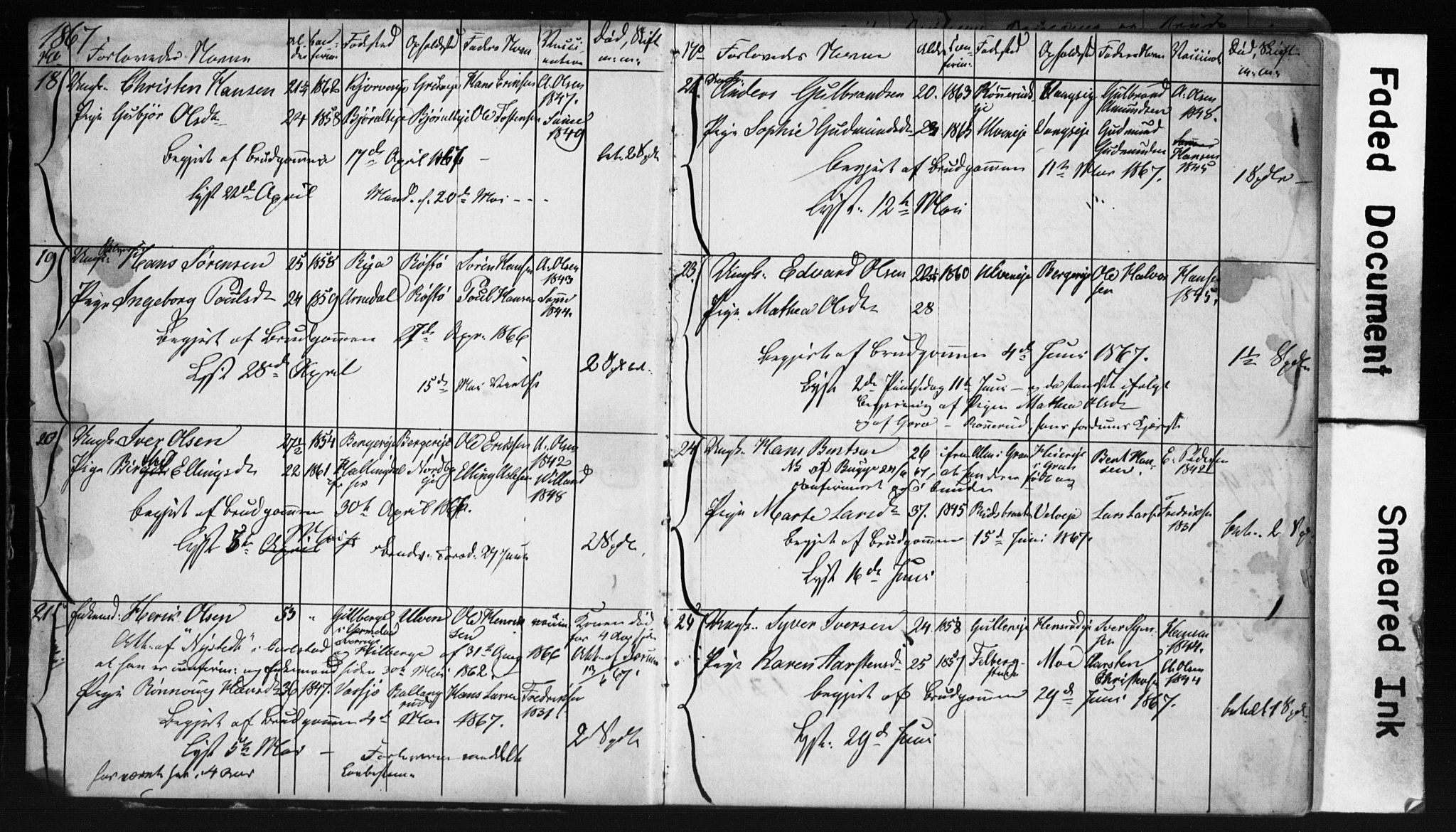 Jevnaker prestekontor, AV/SAH-PREST-116/I/Ie: Banns register no. 2, 1867-1897