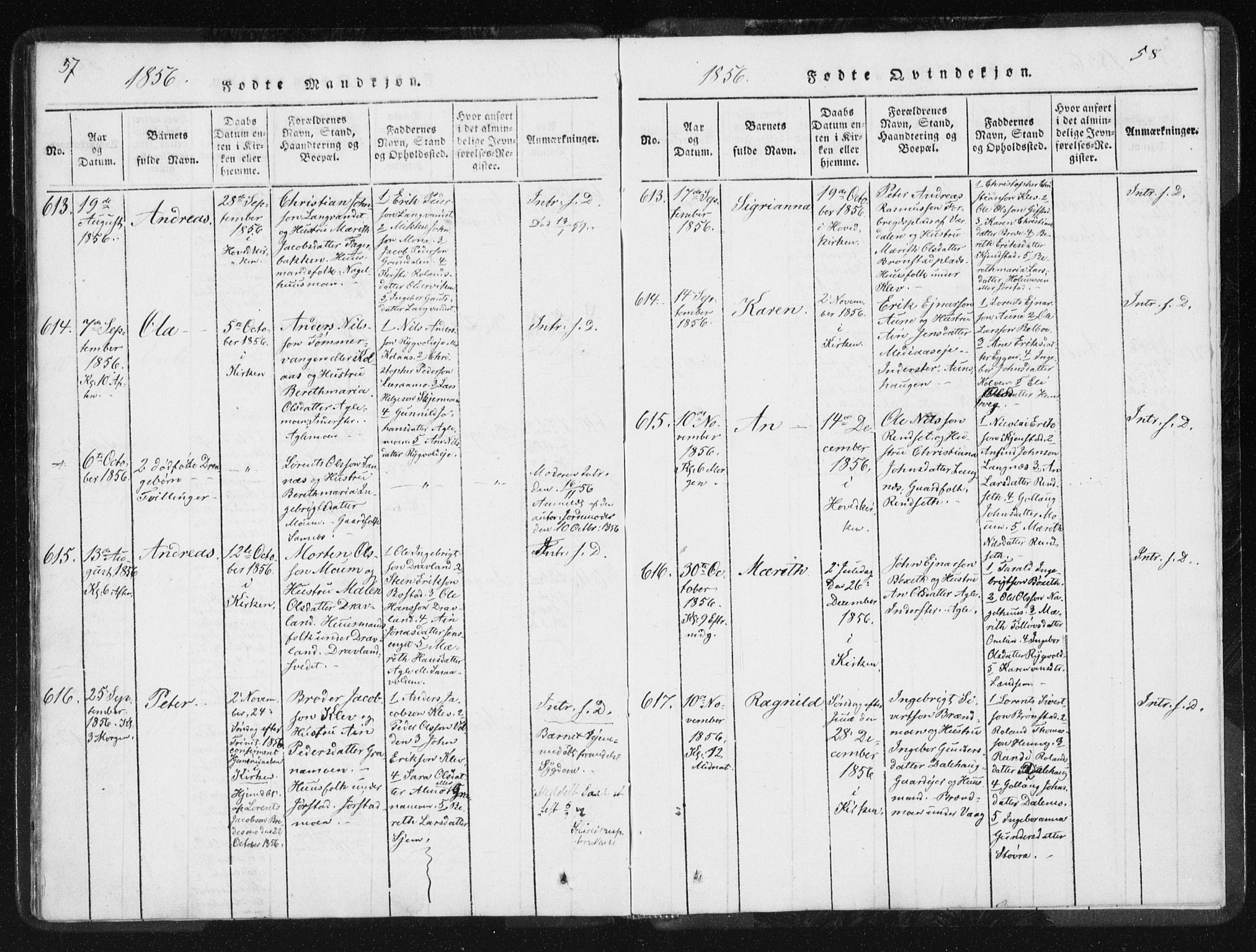 Ministerialprotokoller, klokkerbøker og fødselsregistre - Nord-Trøndelag, SAT/A-1458/749/L0471: Parish register (official) no. 749A05, 1847-1856, p. 57-58