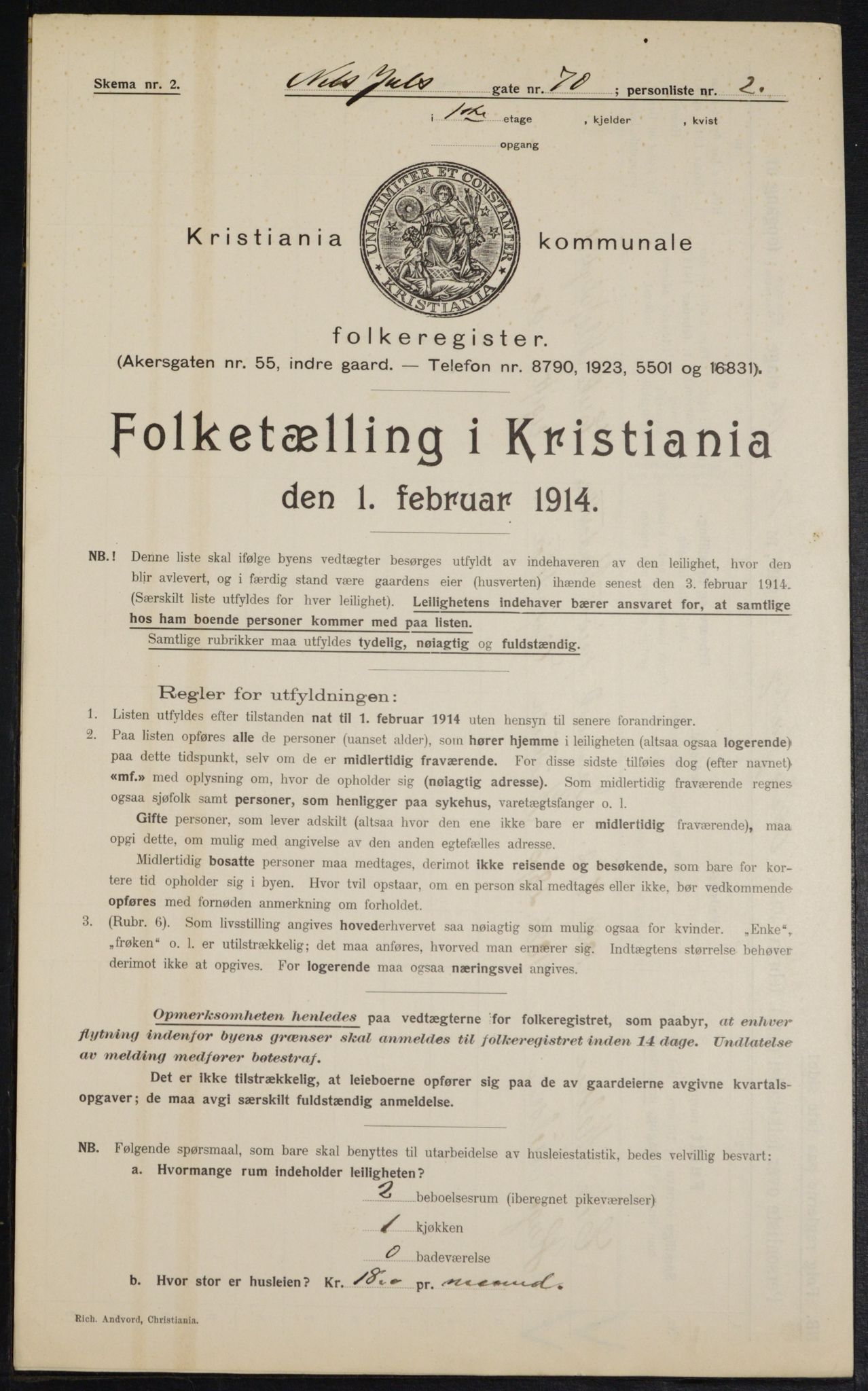 OBA, Municipal Census 1914 for Kristiania, 1914, p. 70949