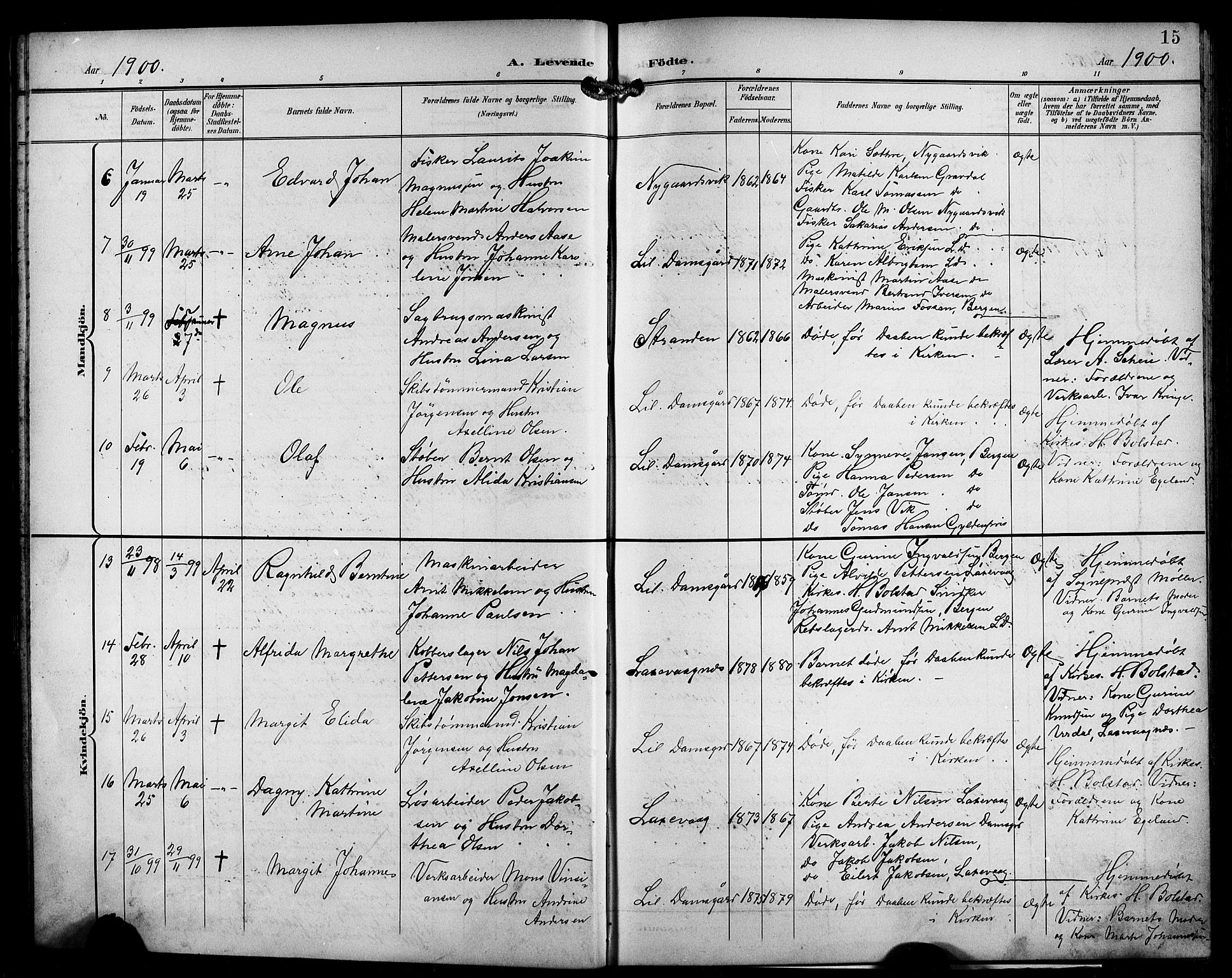 Laksevåg Sokneprestembete, AV/SAB-A-76501/H/Ha/Hab/Haba/L0004: Parish register (copy) no. A 4, 1899-1909, p. 15