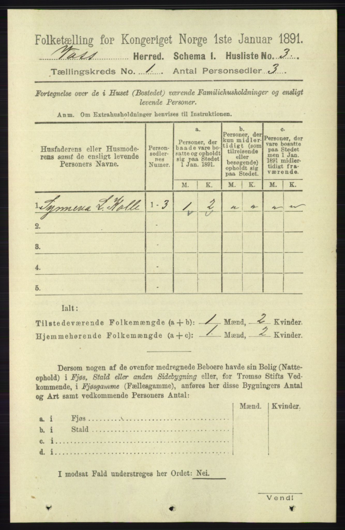 RA, 1891 census for 1235 Voss, 1891, p. 42