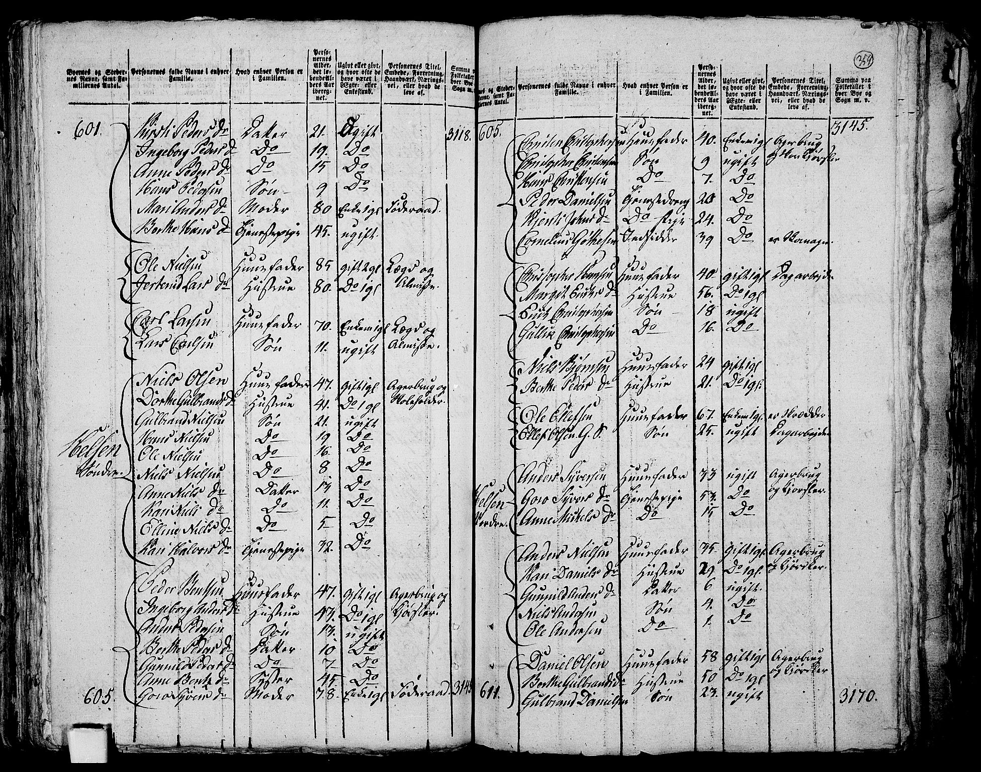 RA, 1801 census for 0623P Modum, 1801, p. 358b-359a