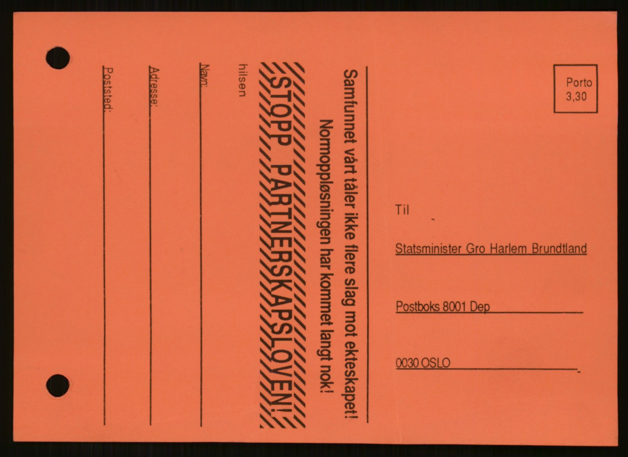 Det Norske Forbundet av 1948/Landsforeningen for Lesbisk og Homofil Frigjøring, AV/RA-PA-1216/D/Da/L0001: Partnerskapsloven, 1990-1993, p. 1441