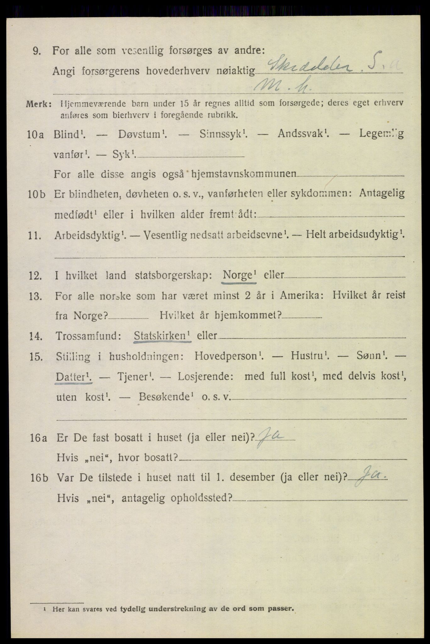 SAH, 1920 census for Tynset, 1920, p. 6899