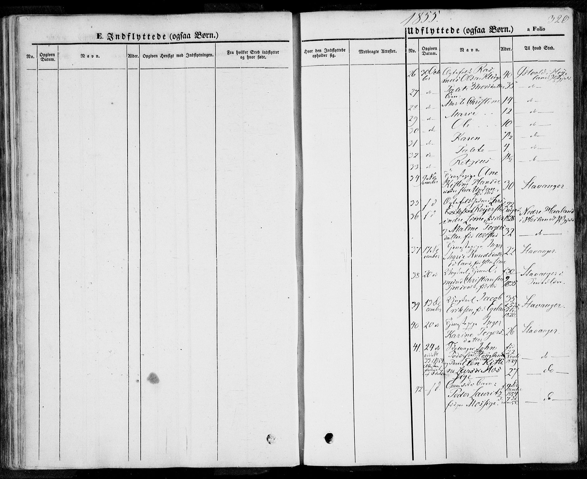 Lye sokneprestkontor, SAST/A-101794/001/30BA/L0006: Parish register (official) no. A 5.2, 1842-1855, p. 320
