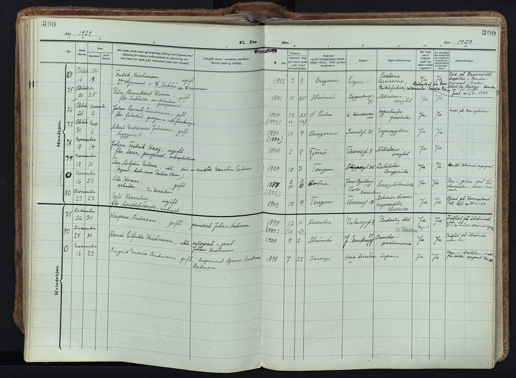 Bragernes kirkebøker, SAKO/A-6/F/Fb/L0011: Parish register (official) no. II 11, 1922-1945, p. 390