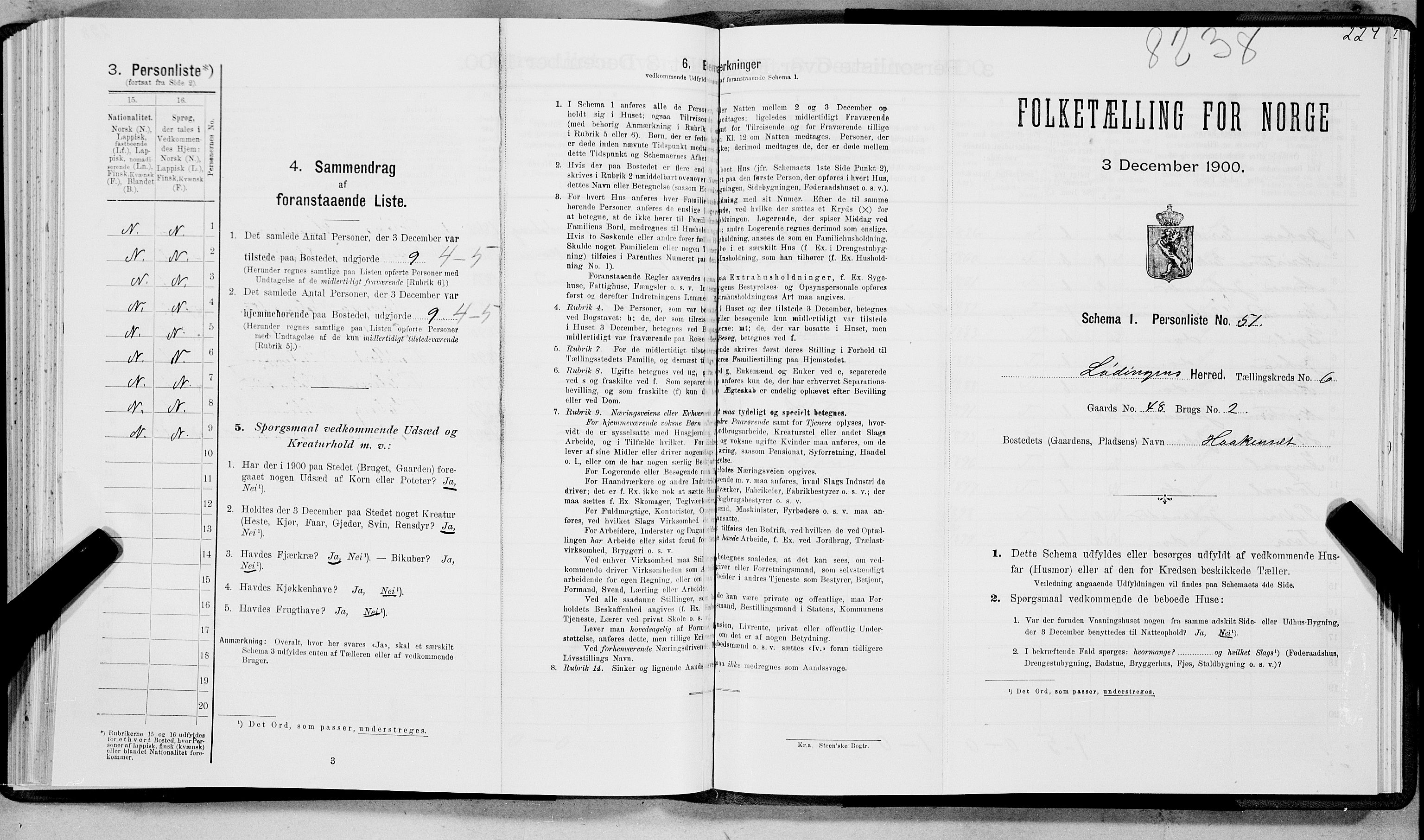 SAT, 1900 census for Lødingen, 1900, p. 707