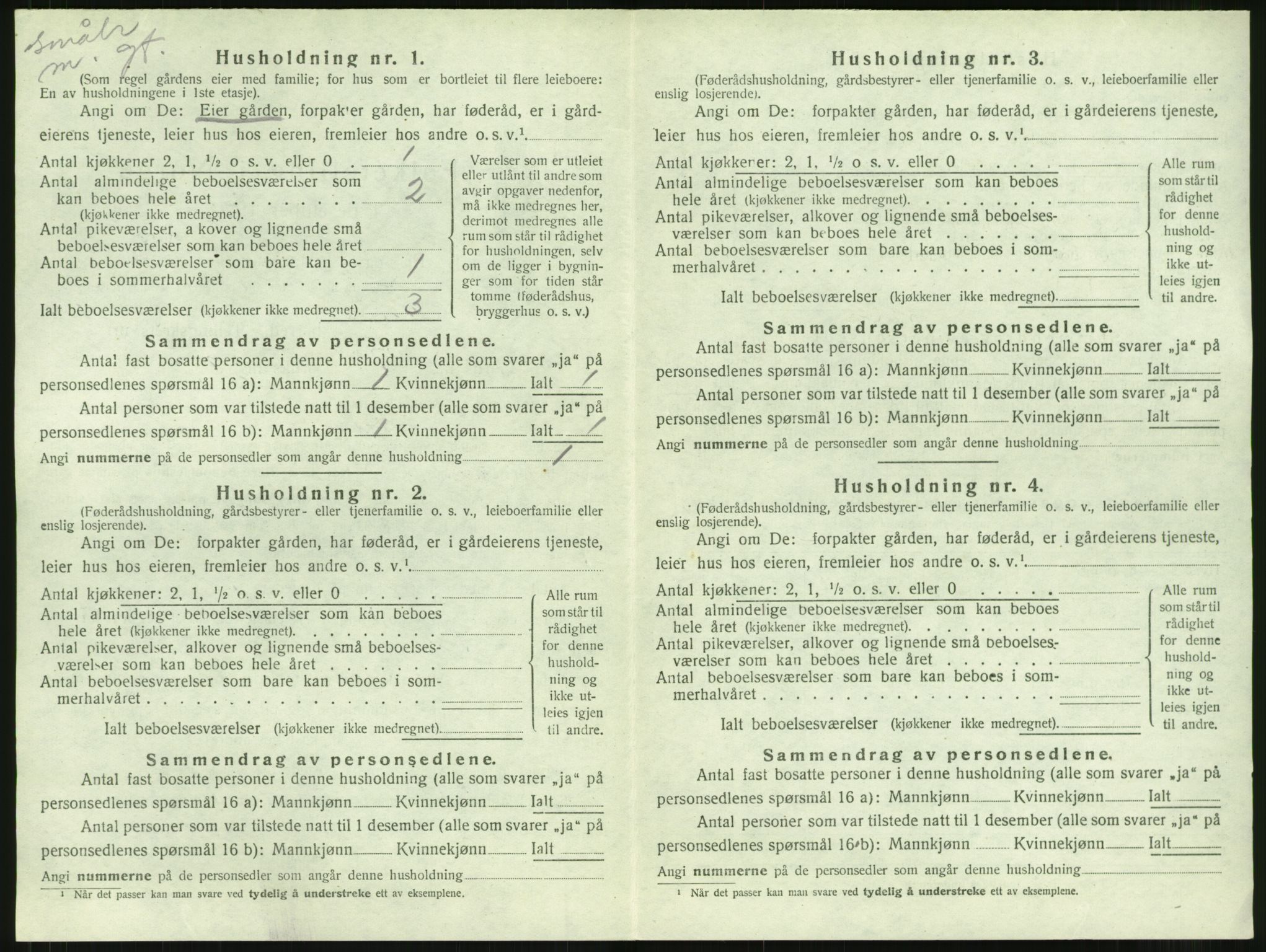 SAT, 1920 census for Aure, 1920, p. 845