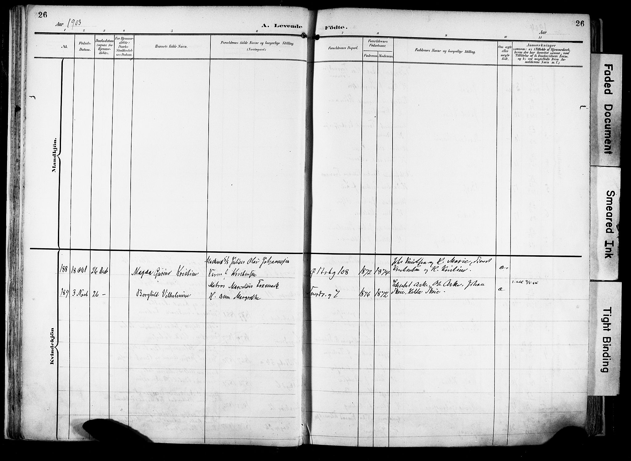 Domkirken sokneprestkontor, SAST/A-101812/001/30/30BA/L0033: Parish register (official) no. A 32, 1903-1915, p. 26