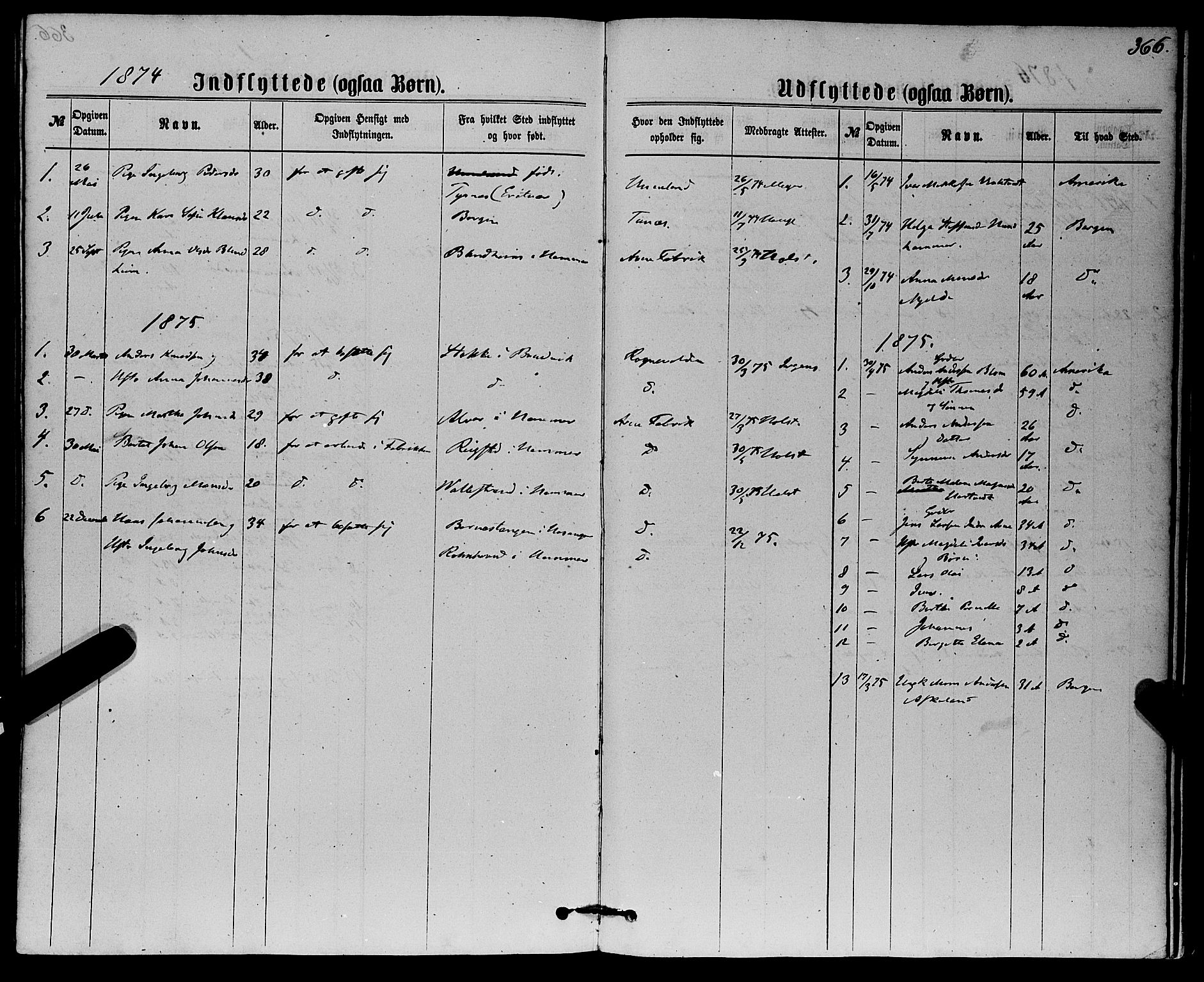 Haus sokneprestembete, SAB/A-75601/H/Haa: Parish register (official) no. A 18, 1871-1877, p. 366