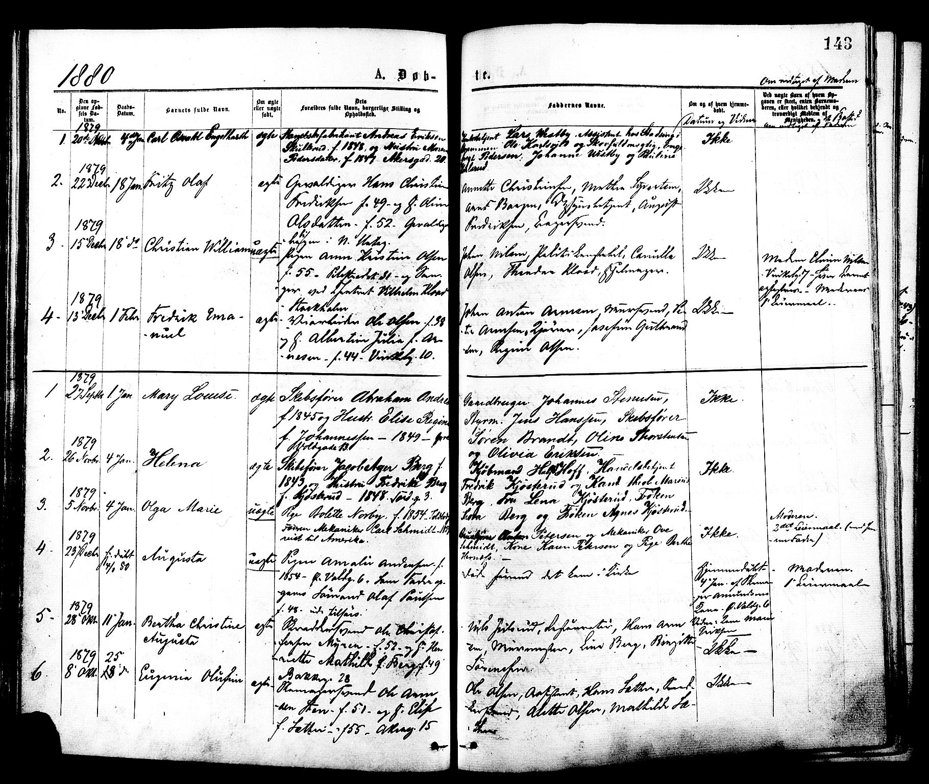 Johannes prestekontor Kirkebøker, SAO/A-10852/F/Fa/L0001: Parish register (official) no. 1, 1875-1881, p. 143