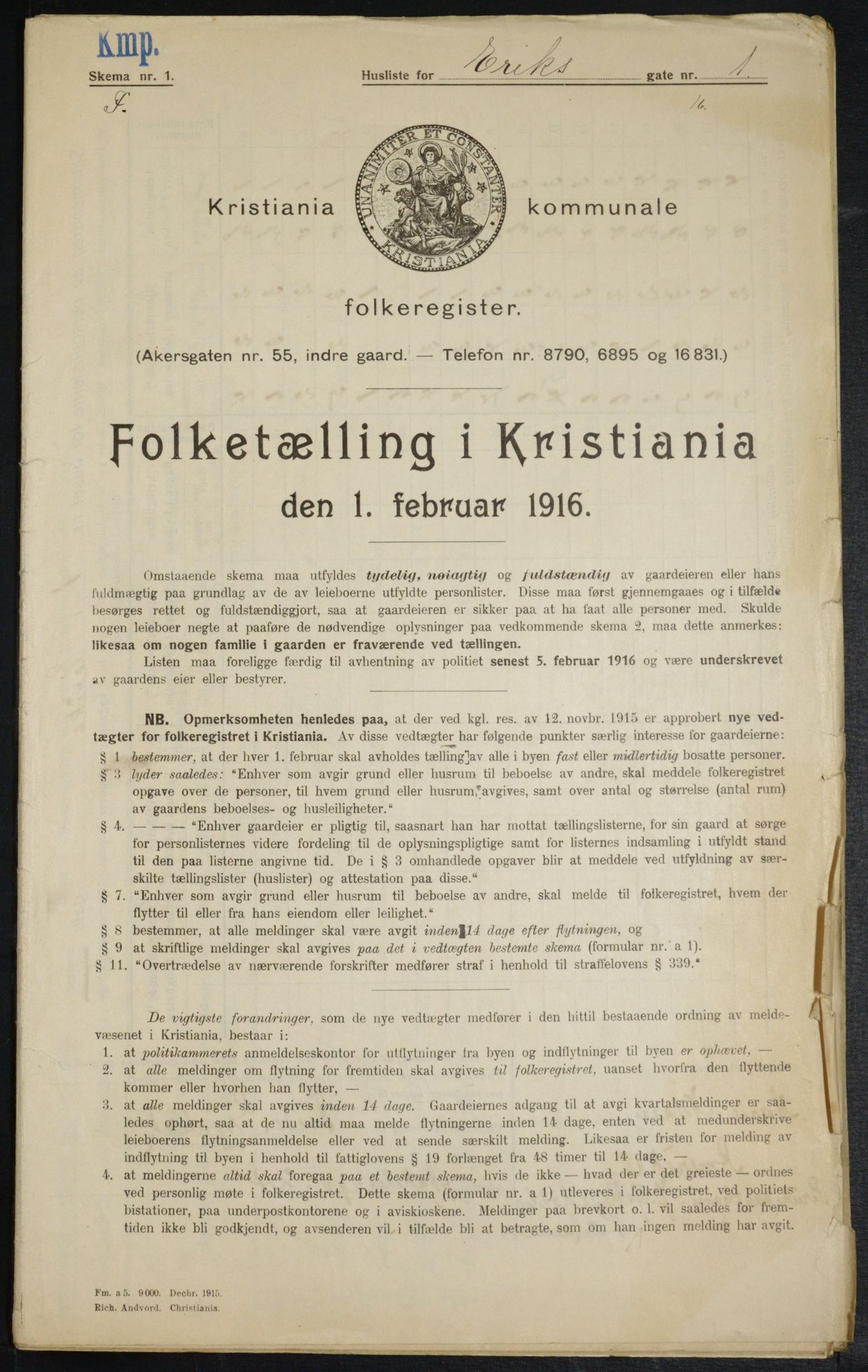 OBA, Municipal Census 1916 for Kristiania, 1916, p. 19870