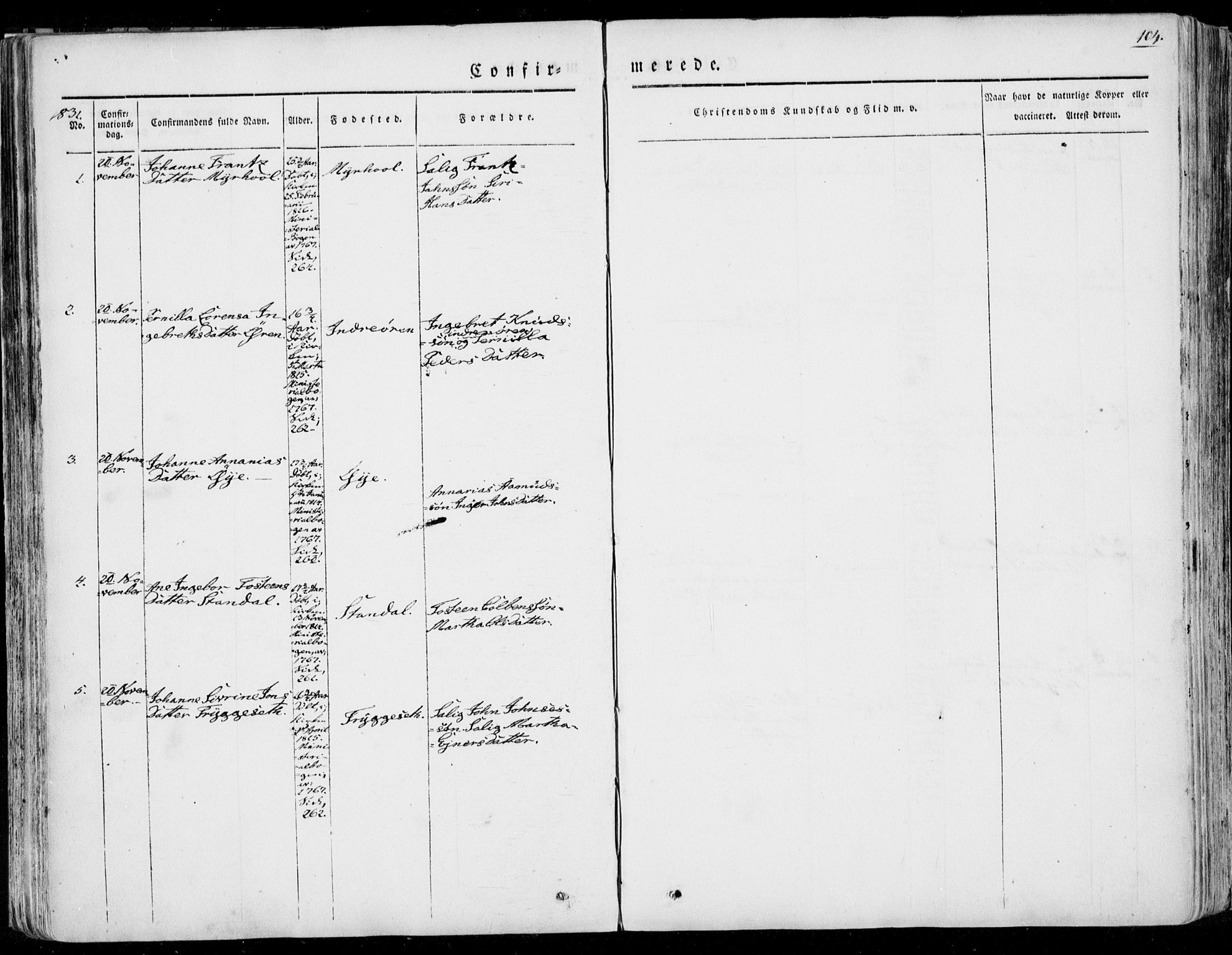 Ministerialprotokoller, klokkerbøker og fødselsregistre - Møre og Romsdal, AV/SAT-A-1454/515/L0208: Parish register (official) no. 515A04, 1830-1846, p. 104