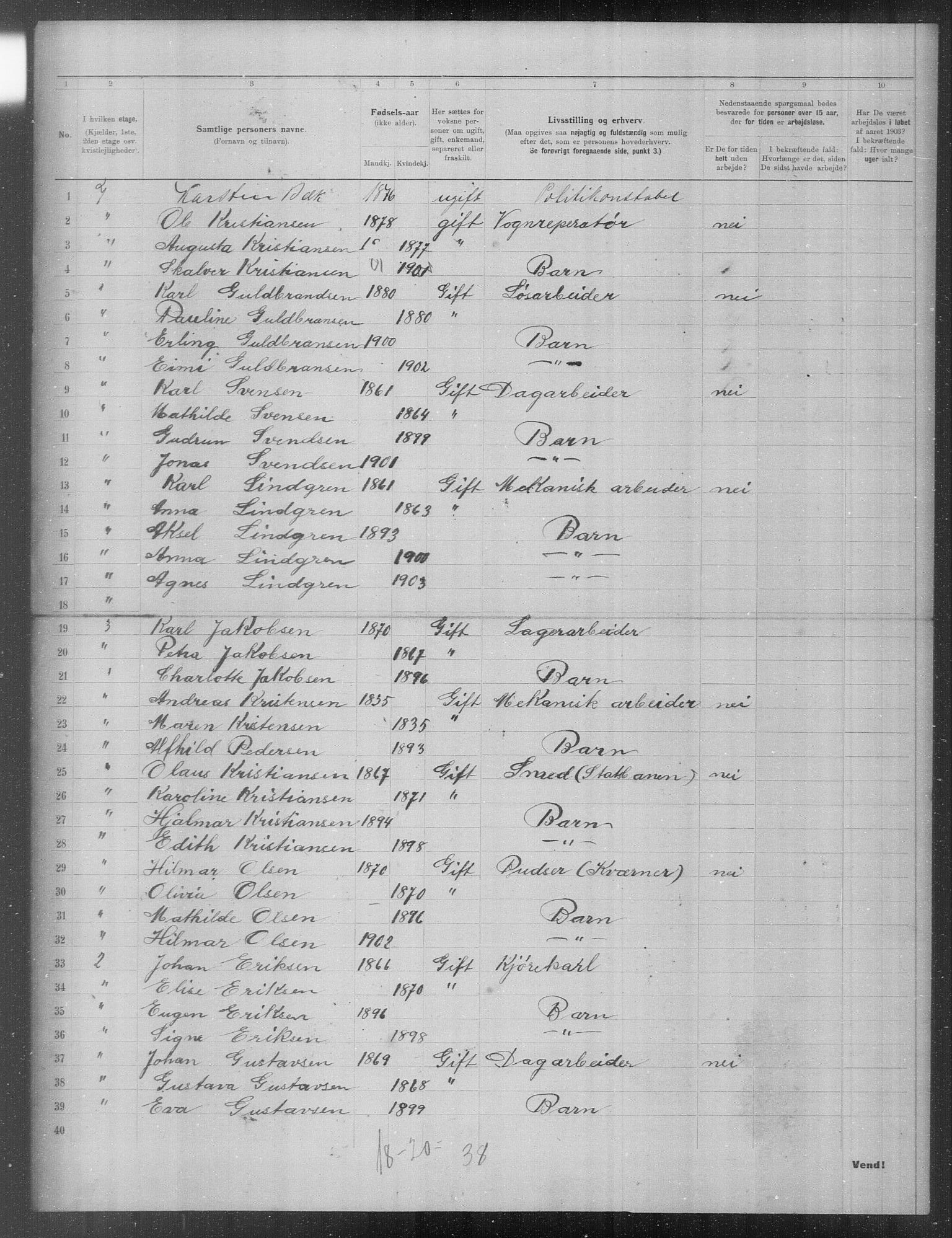 OBA, Municipal Census 1903 for Kristiania, 1903, p. 24067