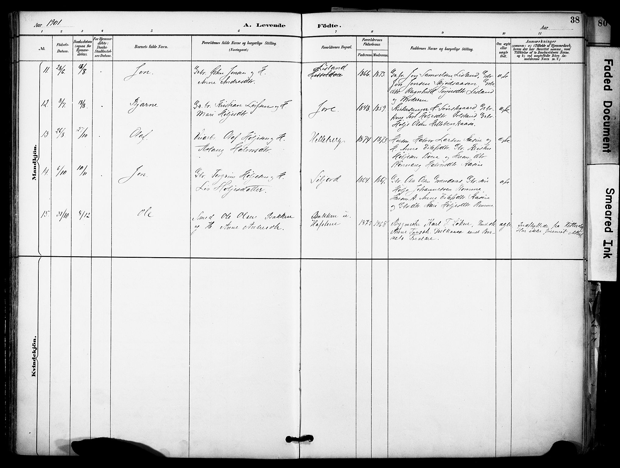 Gransherad kirkebøker, SAKO/A-267/F/Fa/L0005: Parish register (official) no. I 5, 1887-1916, p. 38
