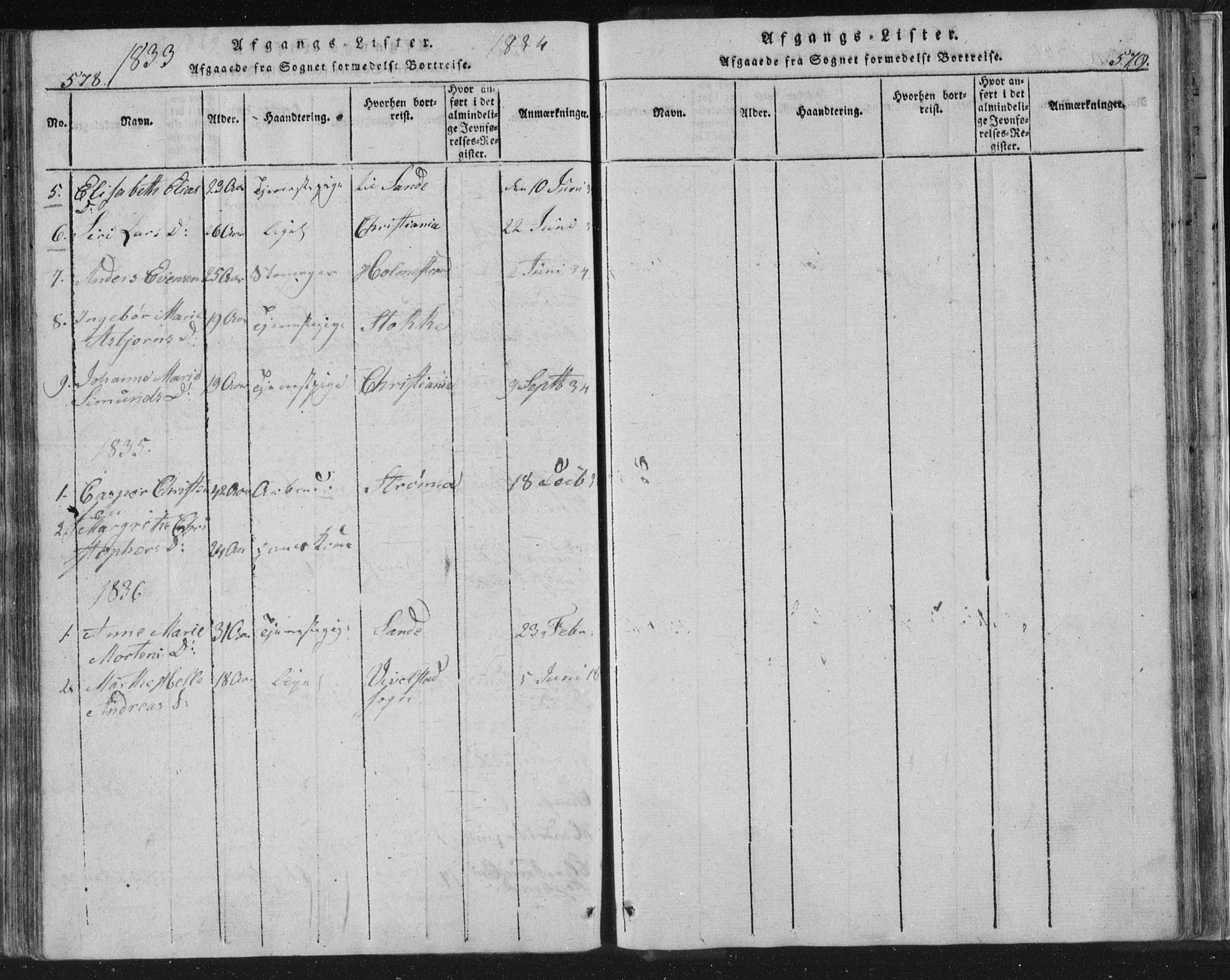 Strømsø kirkebøker, AV/SAKO-A-246/F/Fb/L0004: Parish register (official) no. II 4, 1814-1843, p. 578-579