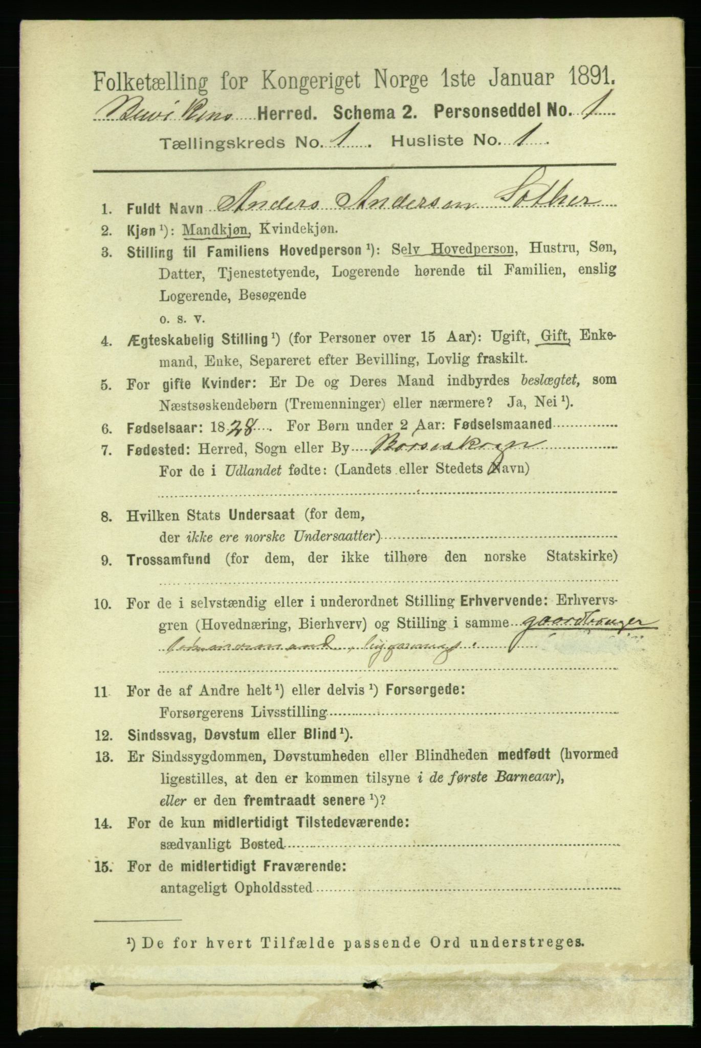 RA, 1891 census for 1656 Buvik, 1891, p. 107