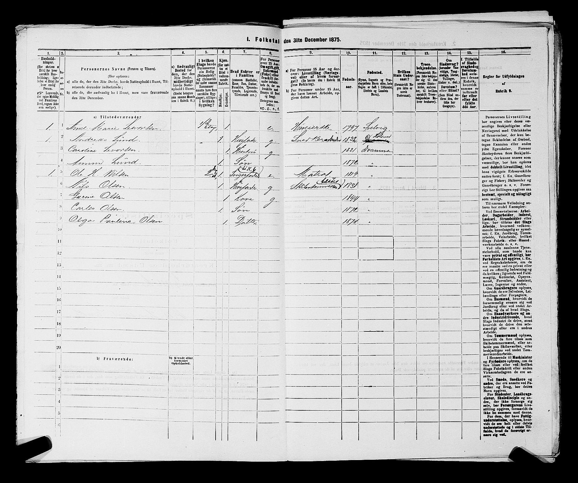 SAKO, 1875 census for 0602 Drammen, 1875, p. 2789