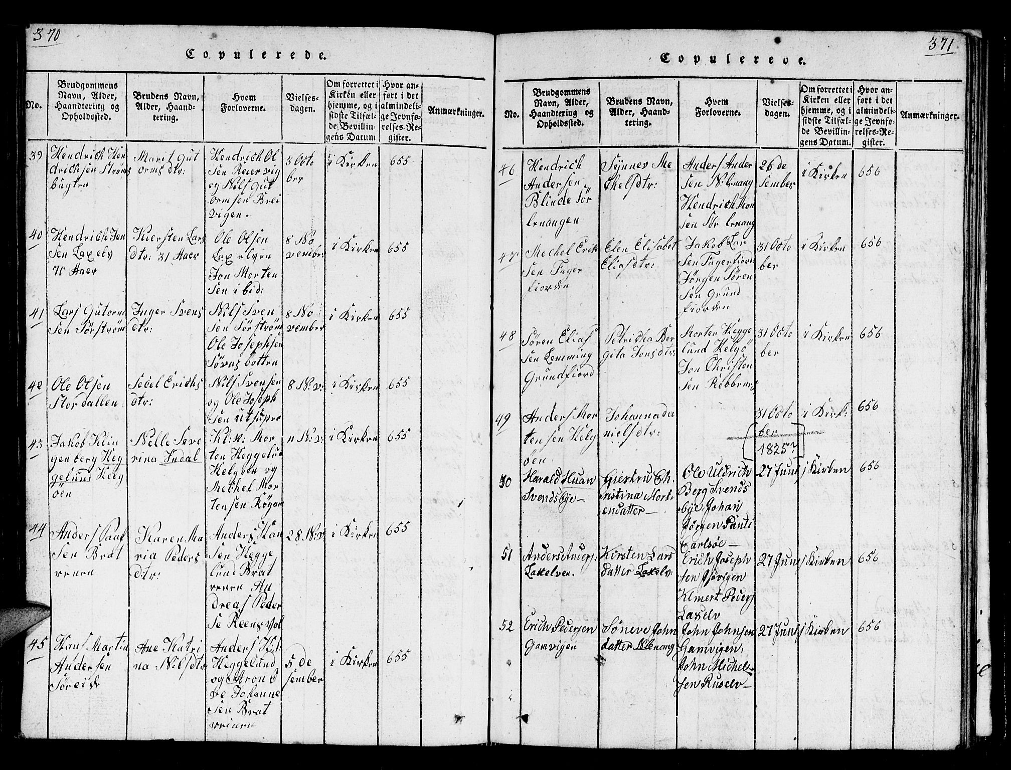 Karlsøy sokneprestembete, AV/SATØ-S-1299/H/Ha/Hab/L0001klokker: Parish register (copy) no. 1, 1821-1840, p. 370-371