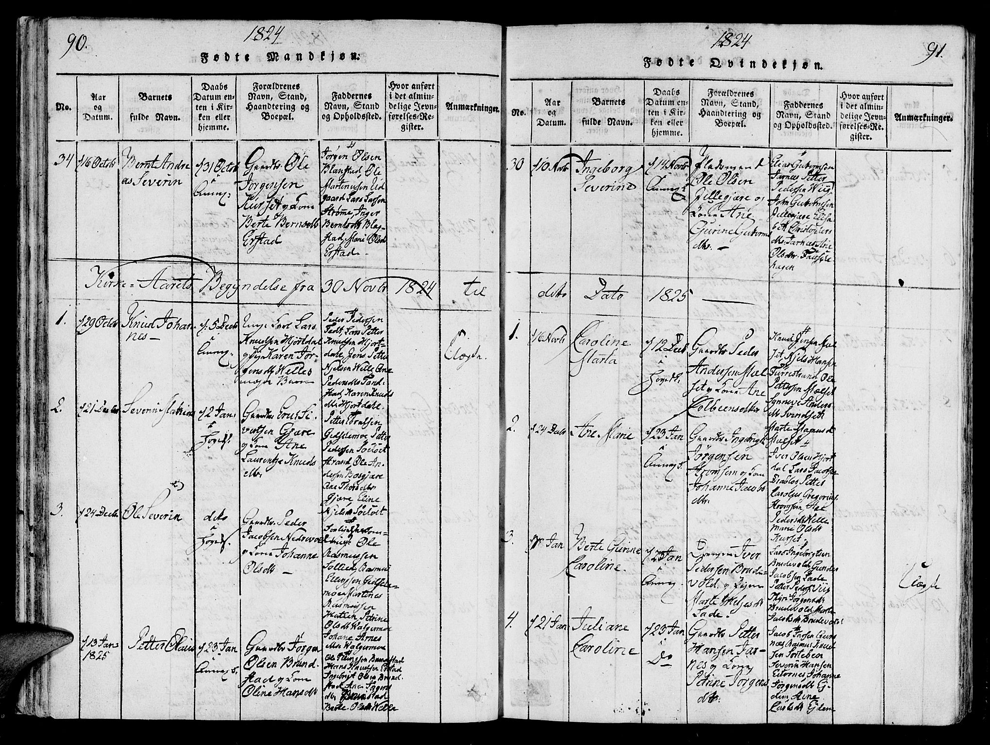 Ministerialprotokoller, klokkerbøker og fødselsregistre - Møre og Romsdal, SAT/A-1454/522/L0310: Parish register (official) no. 522A05, 1816-1832, p. 90-91