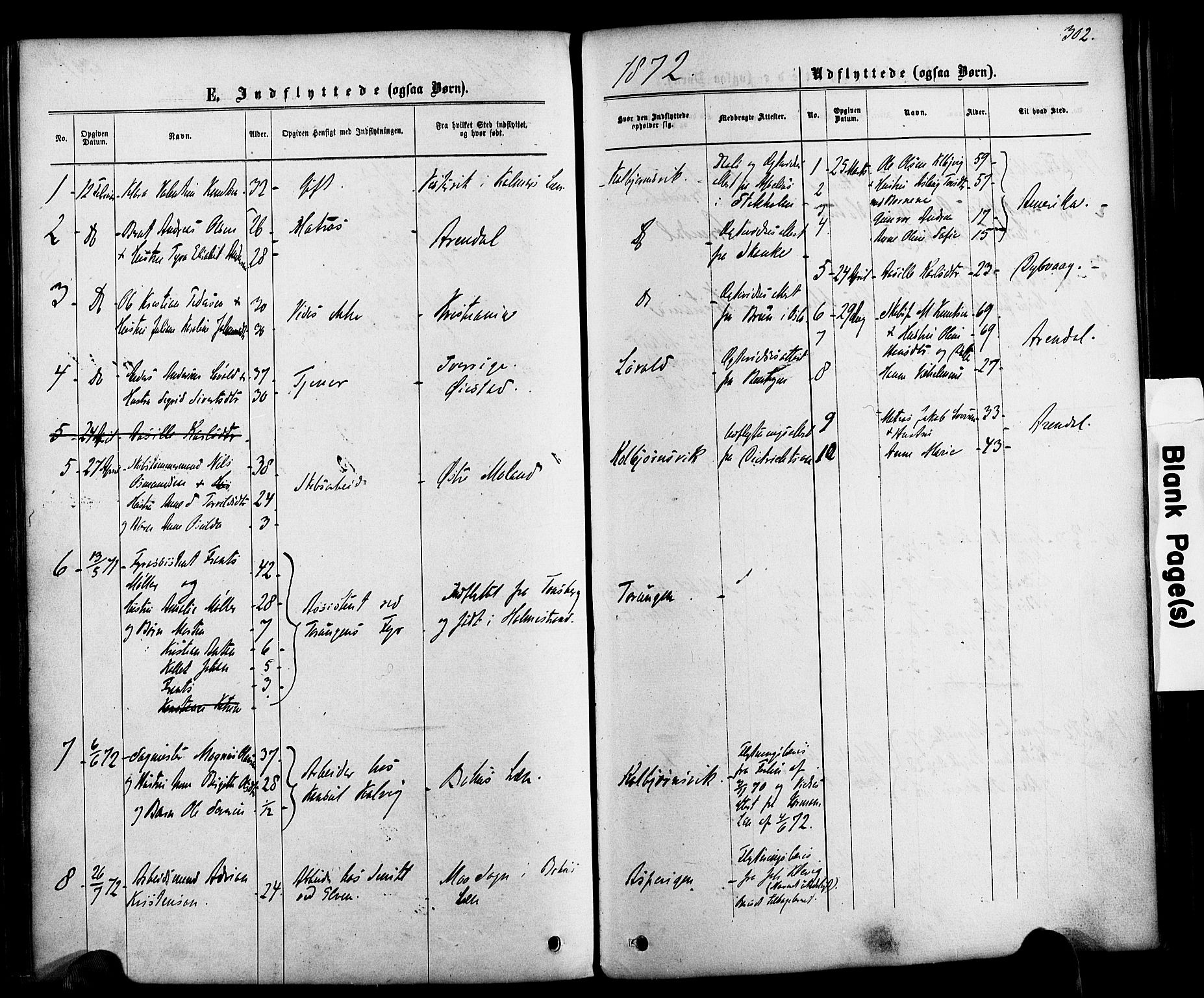 Hisøy sokneprestkontor, AV/SAK-1111-0020/F/Fa/L0002: Parish register (official) no. A 2, 1872-1880, p. 302