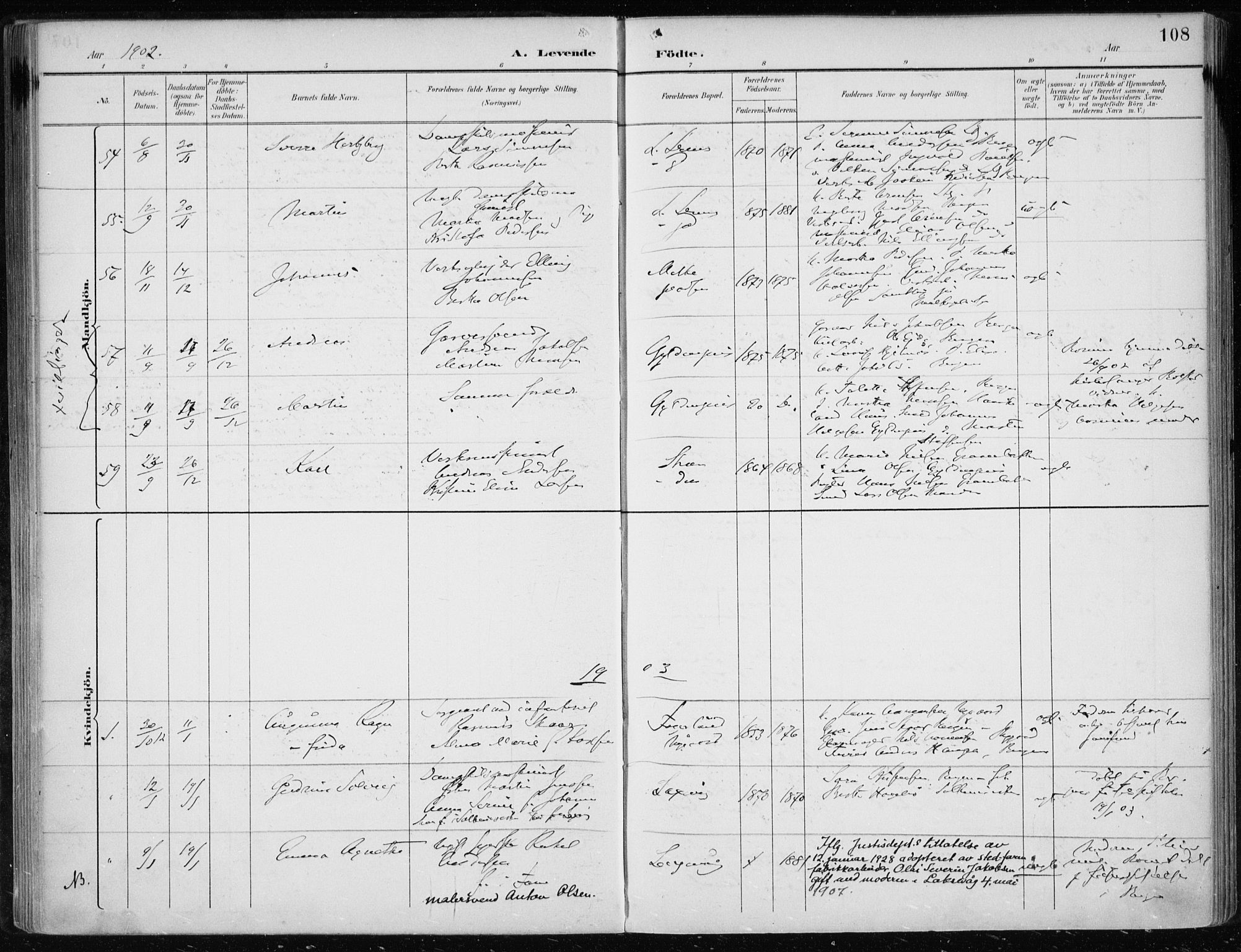 Askøy Sokneprestembete, SAB/A-74101/H/Ha/Haa/Haae/L0003: Parish register (official) no. E 3, 1891-1903, p. 108
