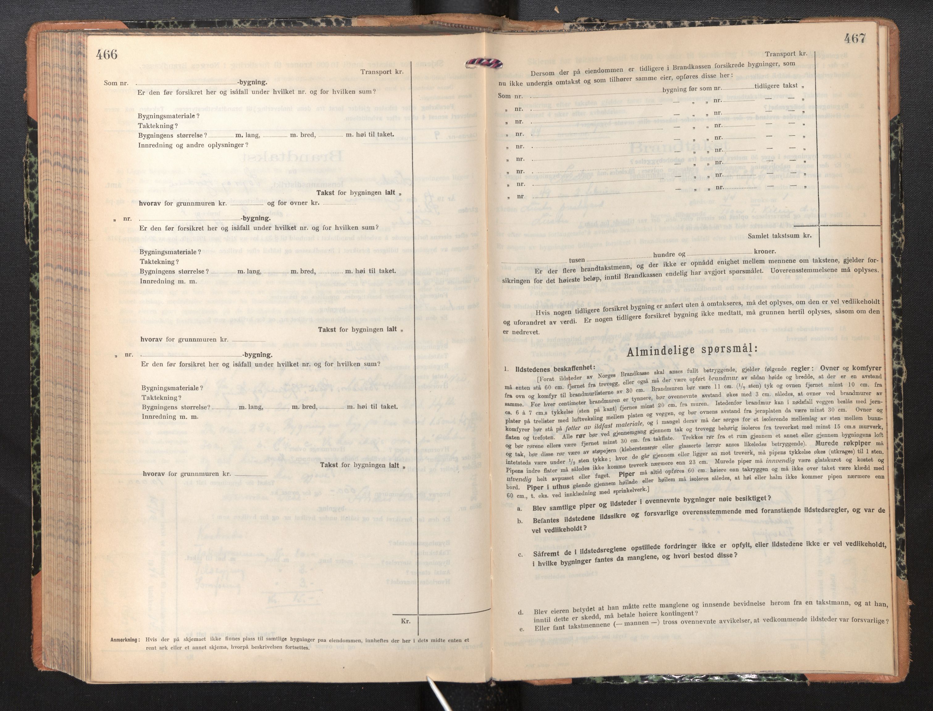 Lensmannen i Luster, SAB/A-29301/0012/L0008: Branntakstprotokoll, skjematakst, 1935-1949, p. 466-467