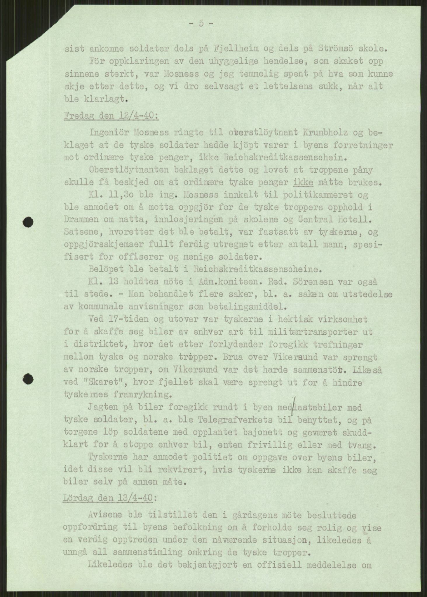 Forsvaret, Forsvarets krigshistoriske avdeling, AV/RA-RAFA-2017/Y/Ya/L0014: II-C-11-31 - Fylkesmenn.  Rapporter om krigsbegivenhetene 1940., 1940, p. 292