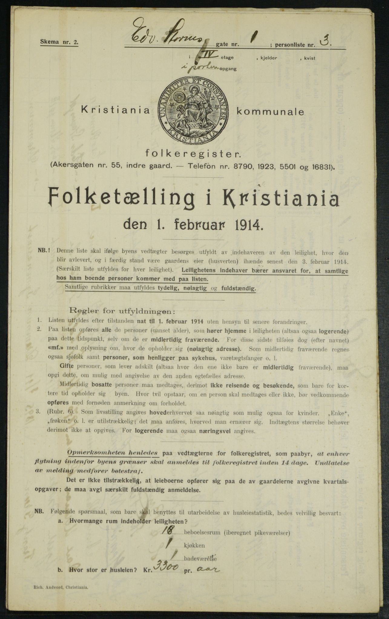OBA, Municipal Census 1914 for Kristiania, 1914, p. 18873