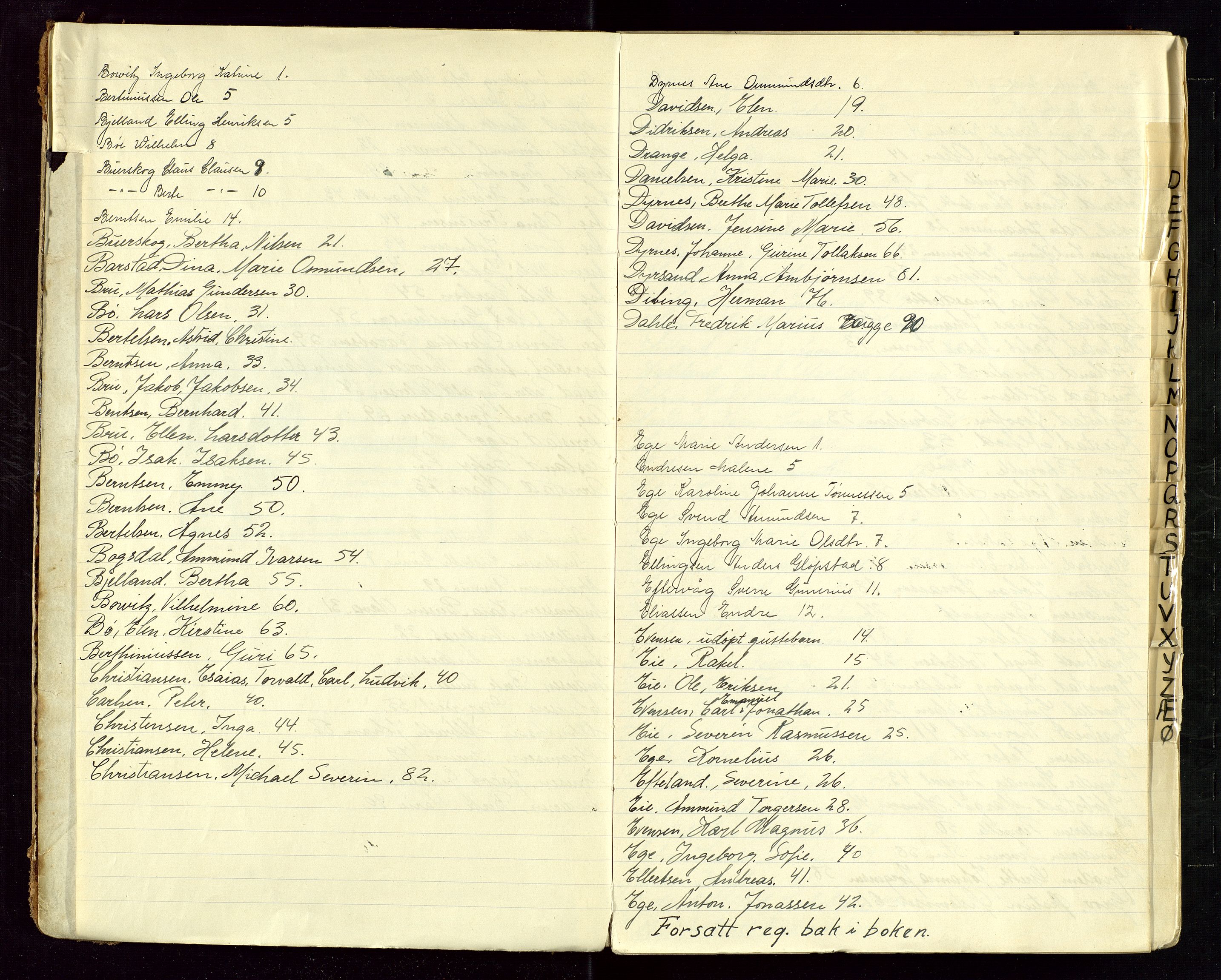 Eigersund lensmannskontor, AV/SAST-A-100171/Gga/L0005: "Dødsfalds-Protokol" m/alfabetisk navneregister, 1905-1913