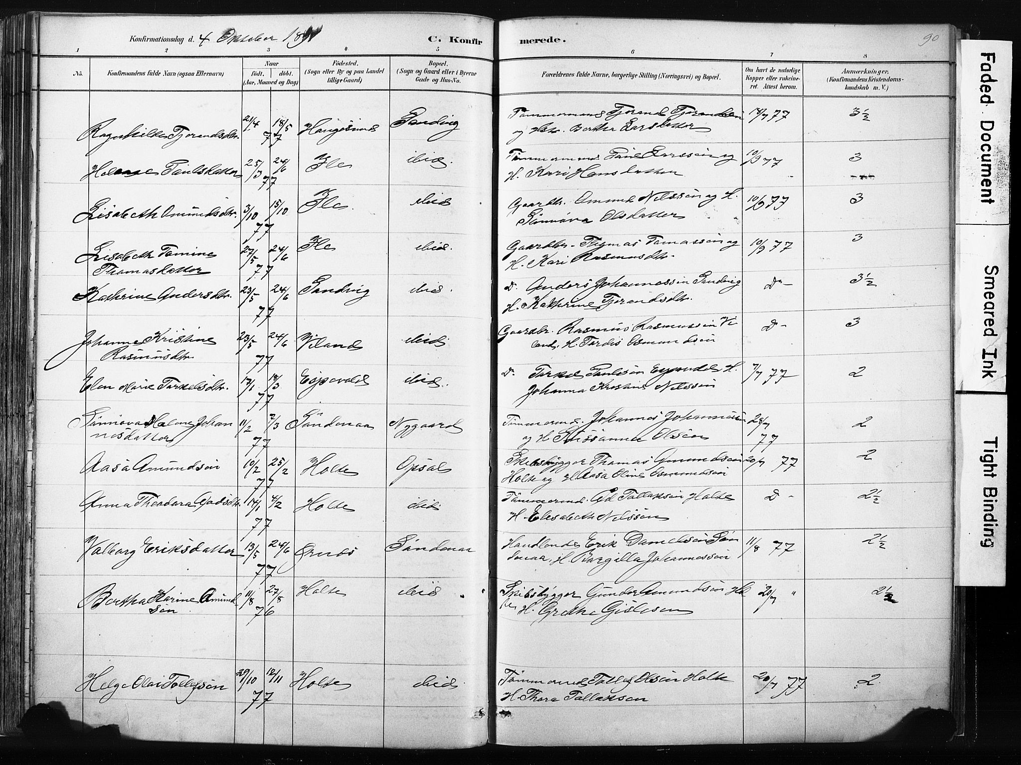 Vikedal sokneprestkontor, AV/SAST-A-101840/01/IV: Parish register (official) no. A 10, 1884-1907, p. 90