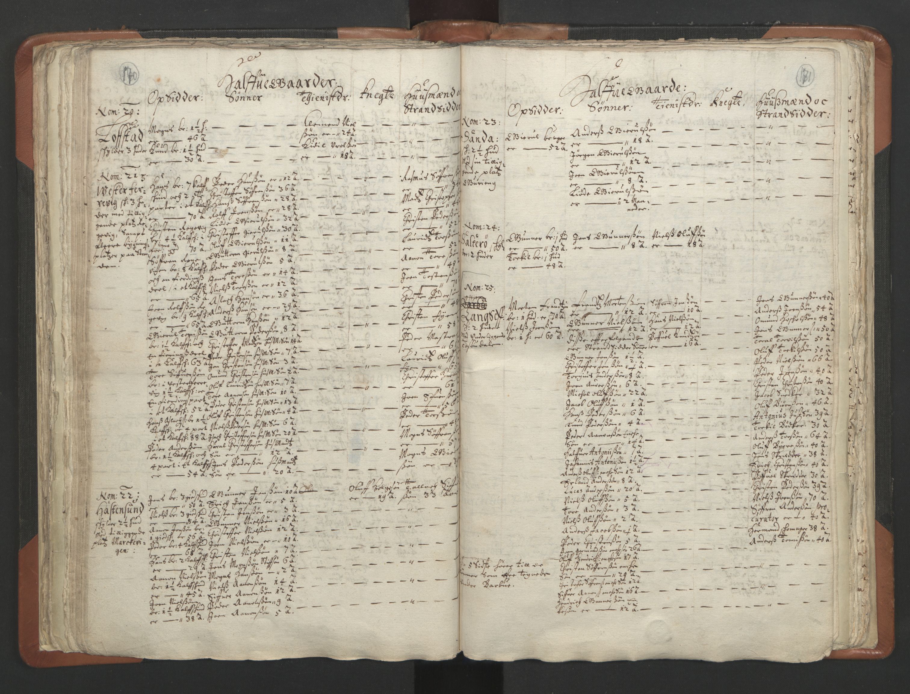 RA, Vicar's Census 1664-1666, no. 13: Nedenes deanery, 1664-1666, p. 170-171